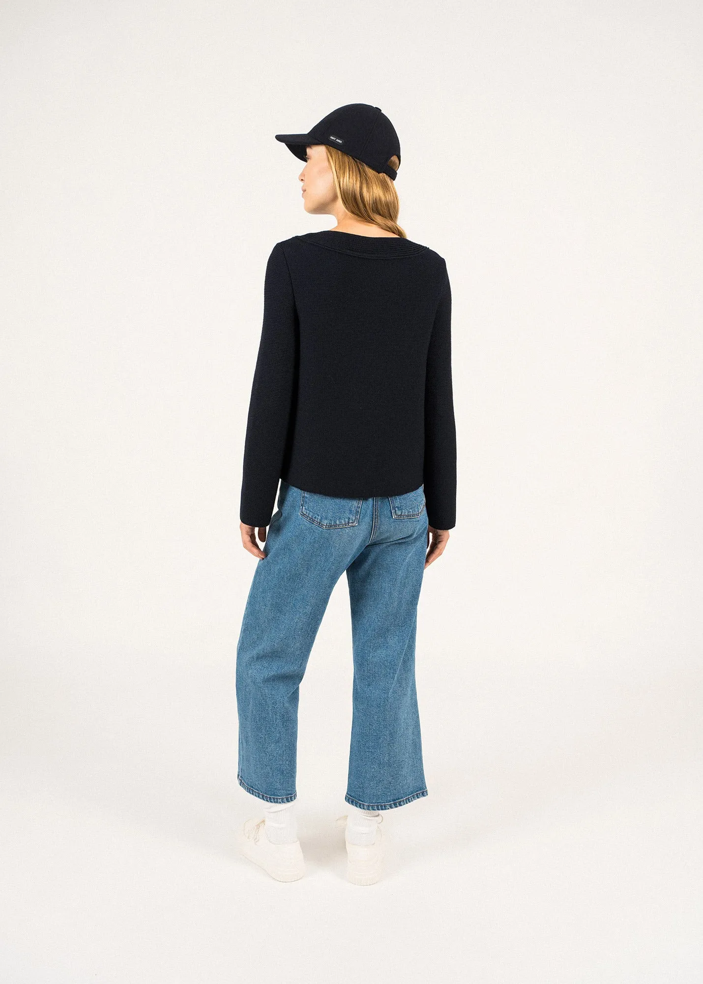 Adrets Rdit wool jacket - in garter stitch, with large buttons (NAVY)