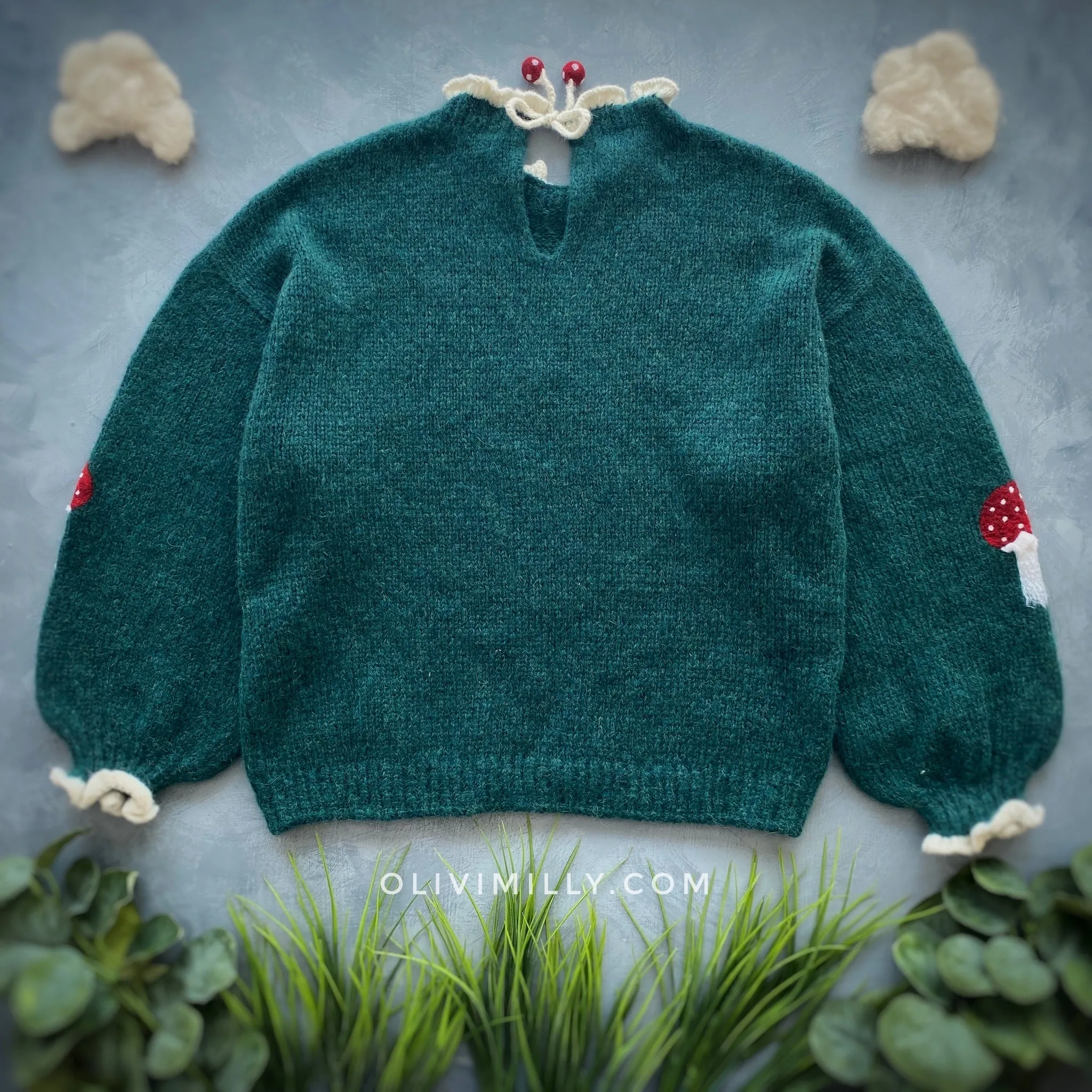 Adult Mushrooms pullover | Emerald