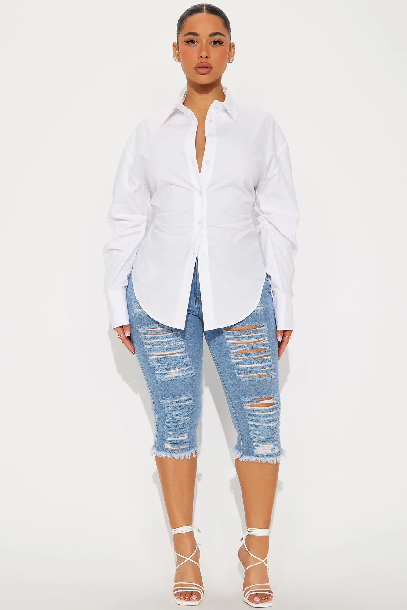 Alaia Poplin Button Up Shirt - White