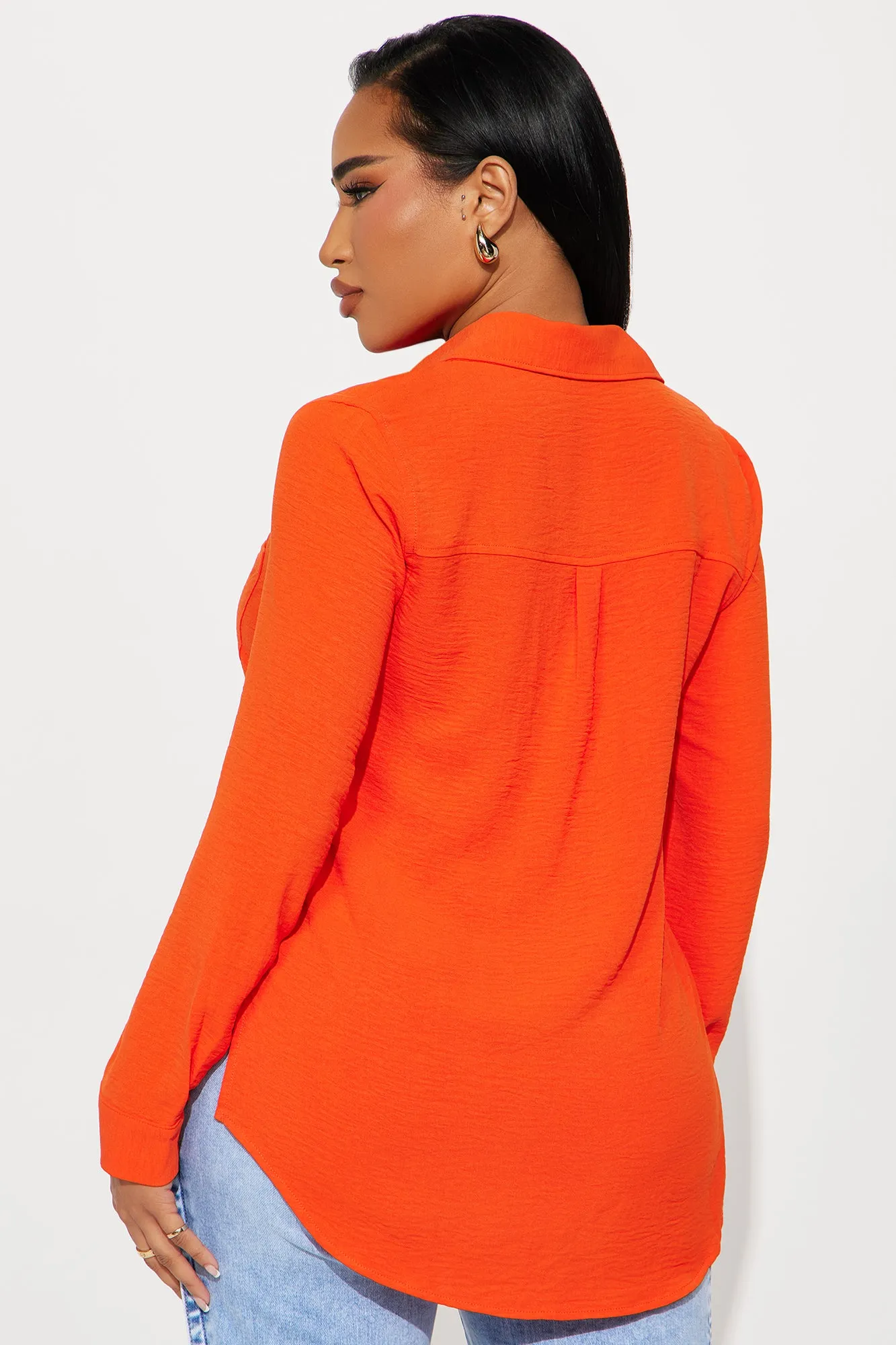 All You Need Button Up Shirt - Orange
