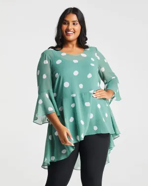 Begin Again Ruffled High-Low Tunic | Sage/Milk