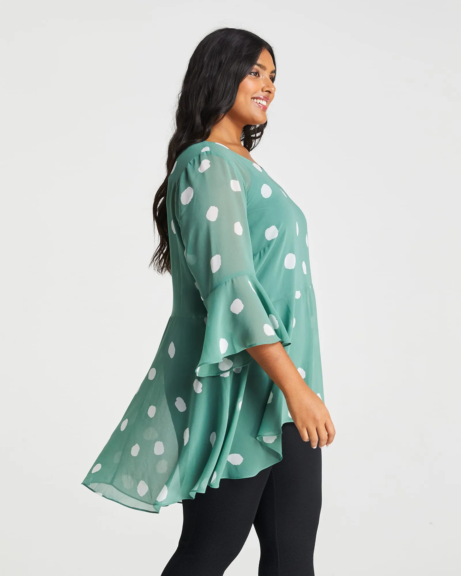 Begin Again Ruffled High-Low Tunic | Sage/Milk