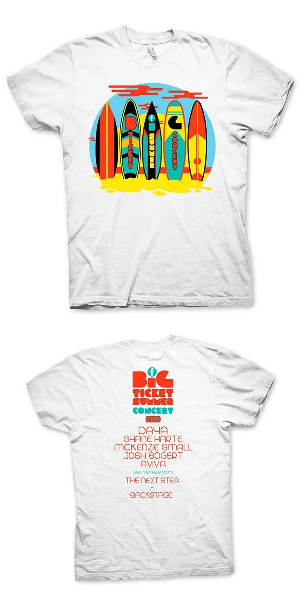 Big Ticket Summer Concer 2016 - Surboard T-Shirt - White