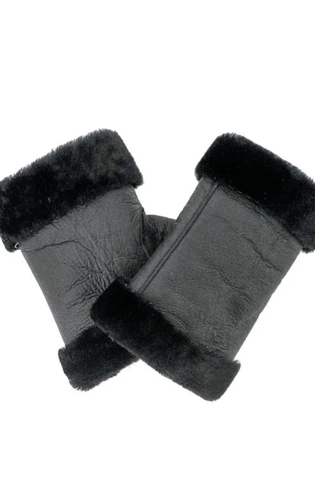 Black Lamb Fingerless Gloves