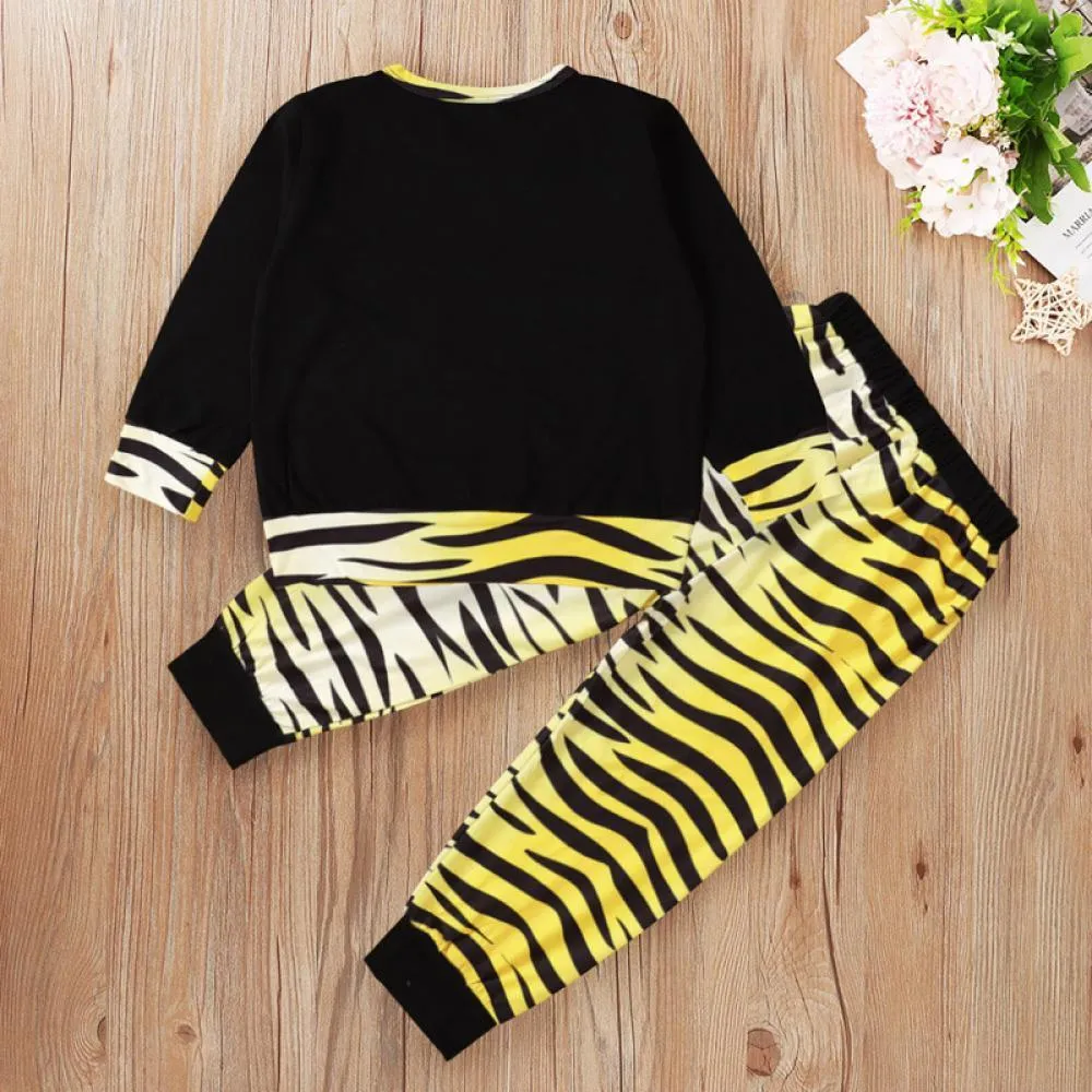 Boys Letter Printed Tiger Printed Top & Pants Kids Wholesale Clothing