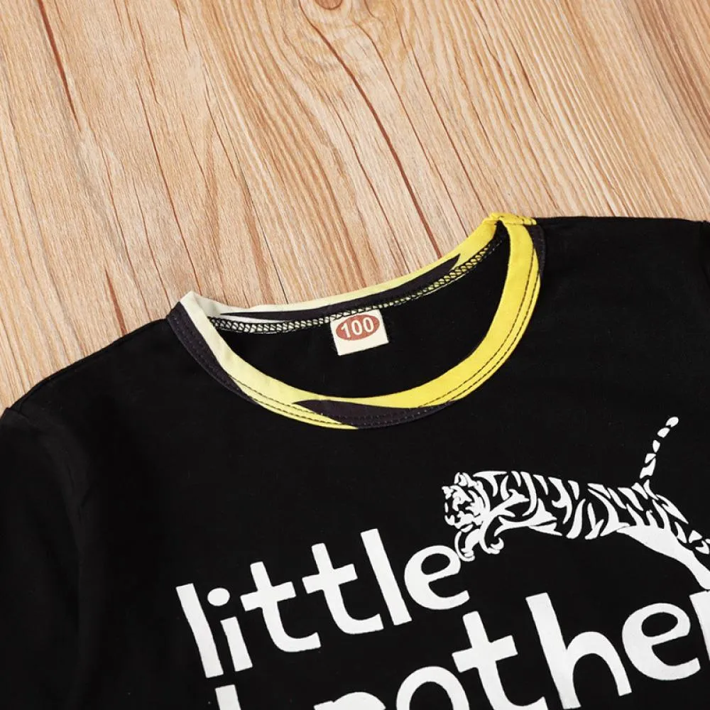 Boys Letter Printed Tiger Printed Top & Pants Kids Wholesale Clothing