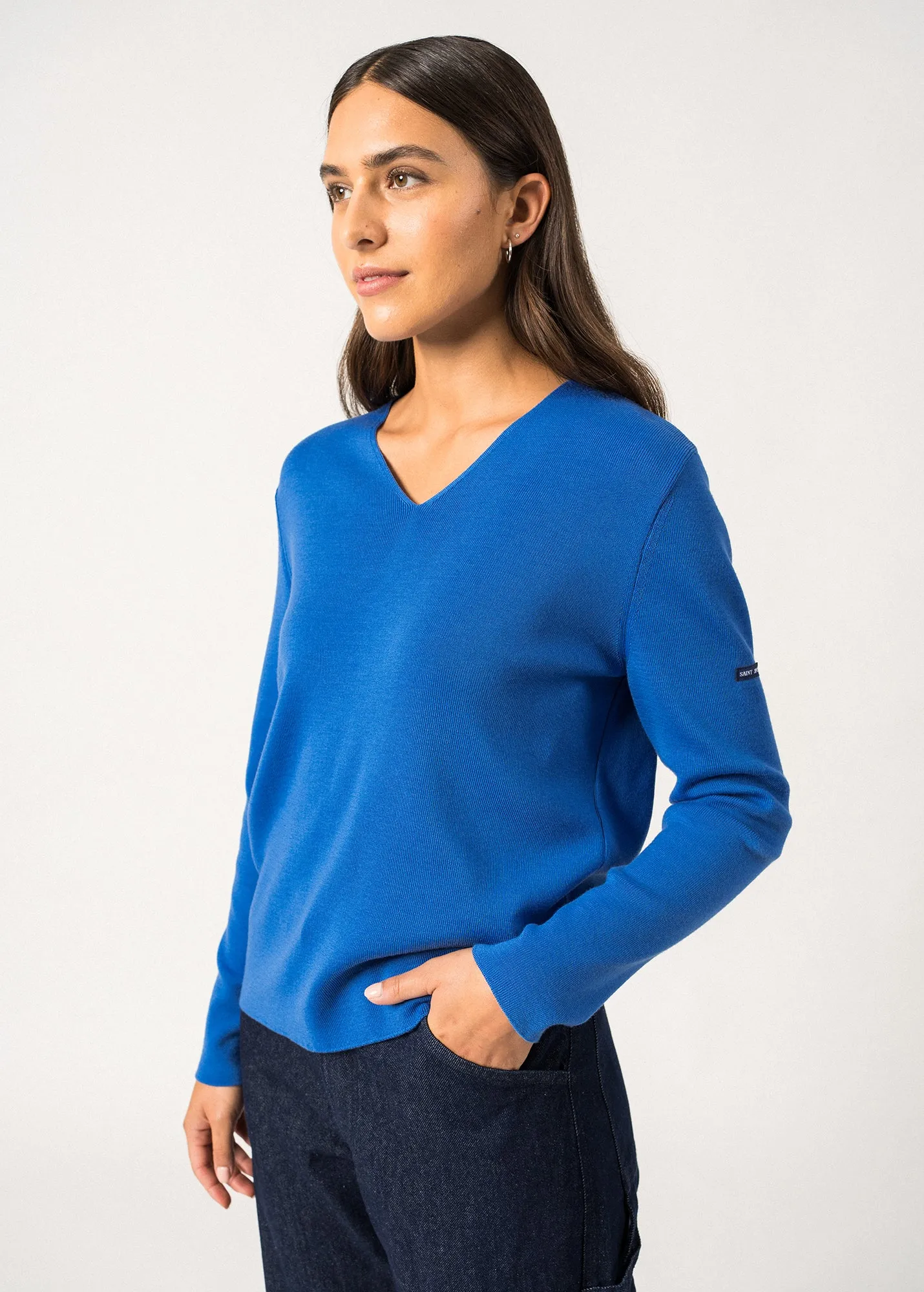 Brehat V neck jumper - in soft wool (MER)