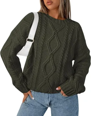 BTFBM Casual Women Long Sleeve Sweater 2025 Fall Ribbed Knit Pullover Loose Crewneck Cable Sweater Jumper Tops