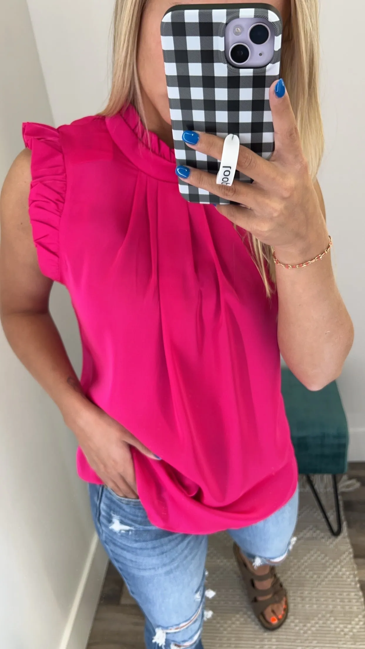 Caden Frilled Trim Sleeveless Blouse