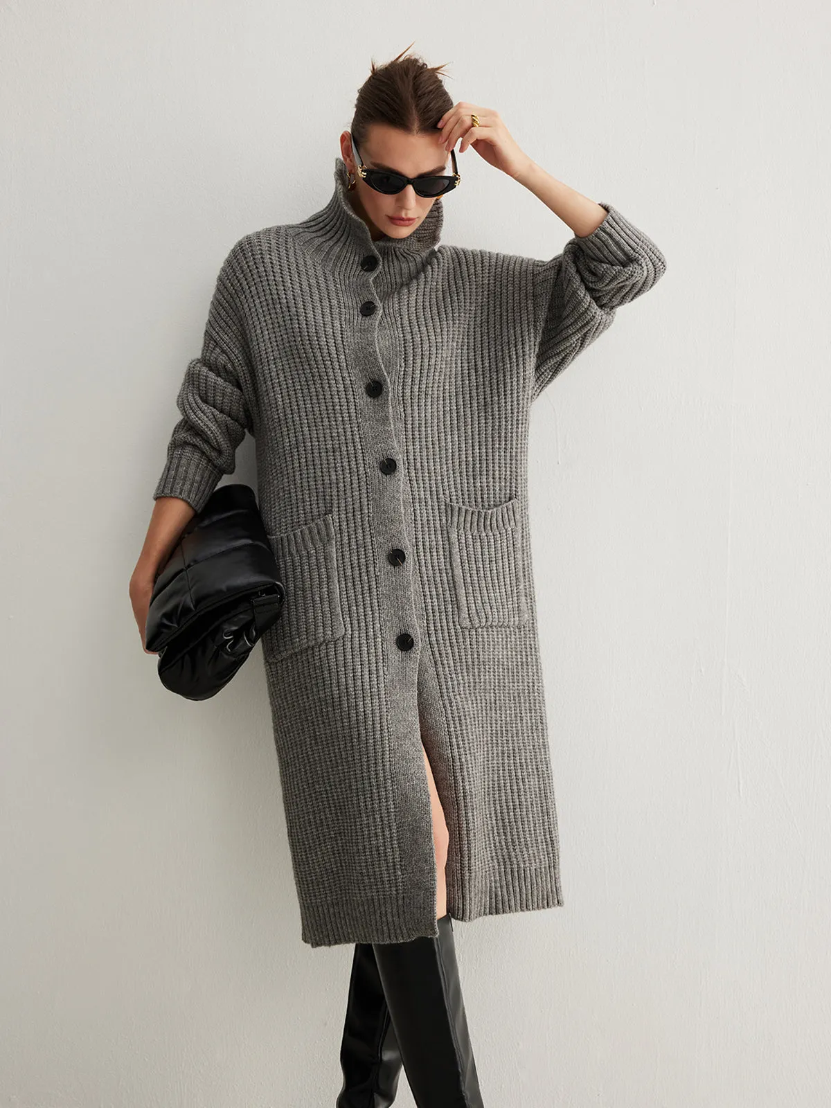 Chicmy-Winter Outfits Christmas Thanksgiving Gift New Year's Eve Outfits Streetwear Fashion Ribbed Button Knit Long Outerwear