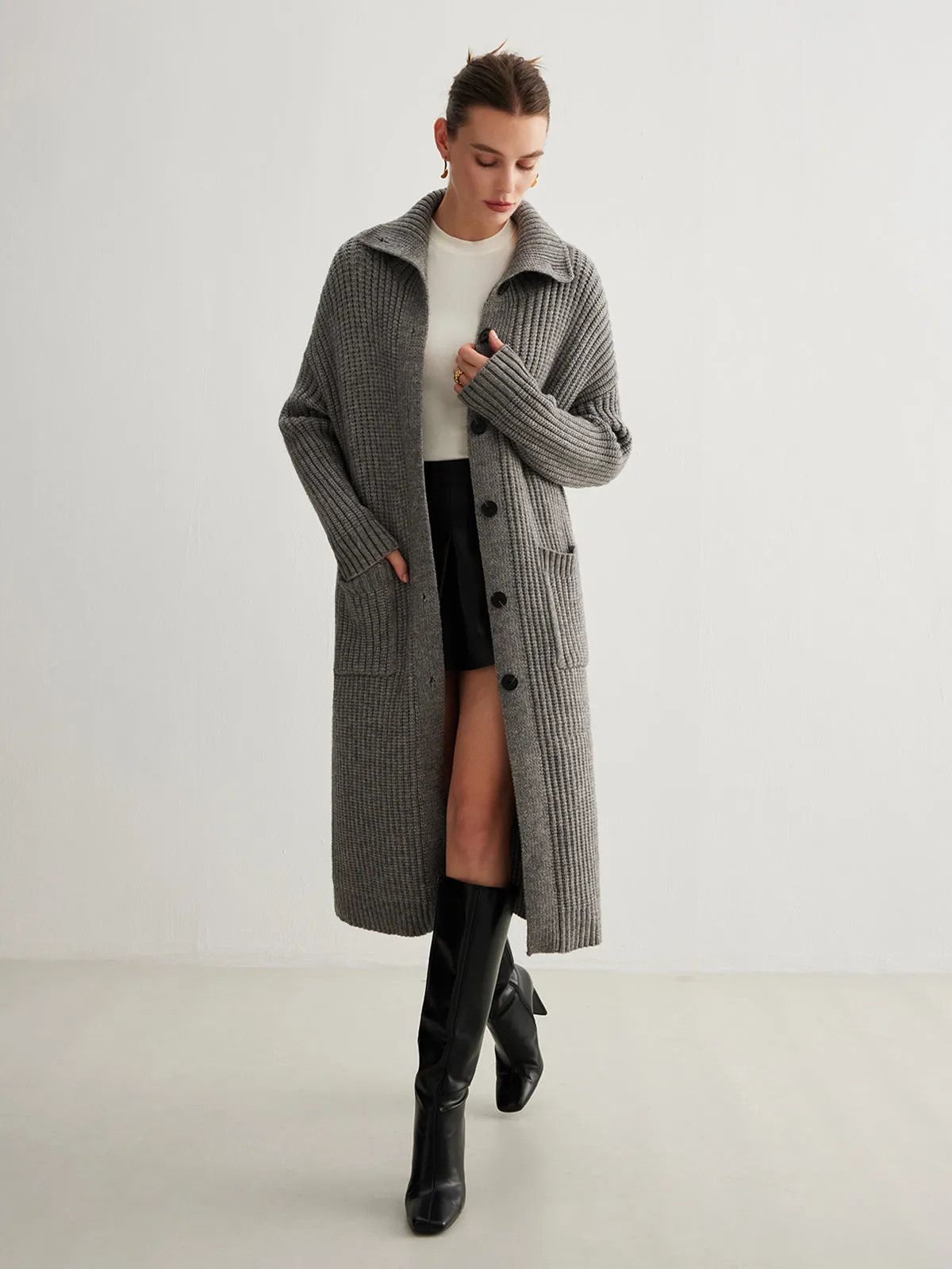 Chicmy-Winter Outfits Christmas Thanksgiving Gift New Year's Eve Outfits Streetwear Fashion Ribbed Button Knit Long Outerwear