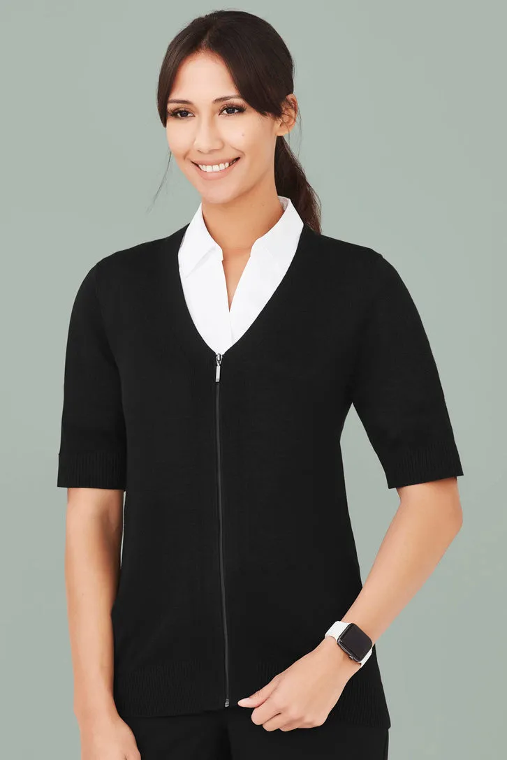 CK962LC - Biz Care - Womens Zip Front Short Sleeve Knit Cardigan