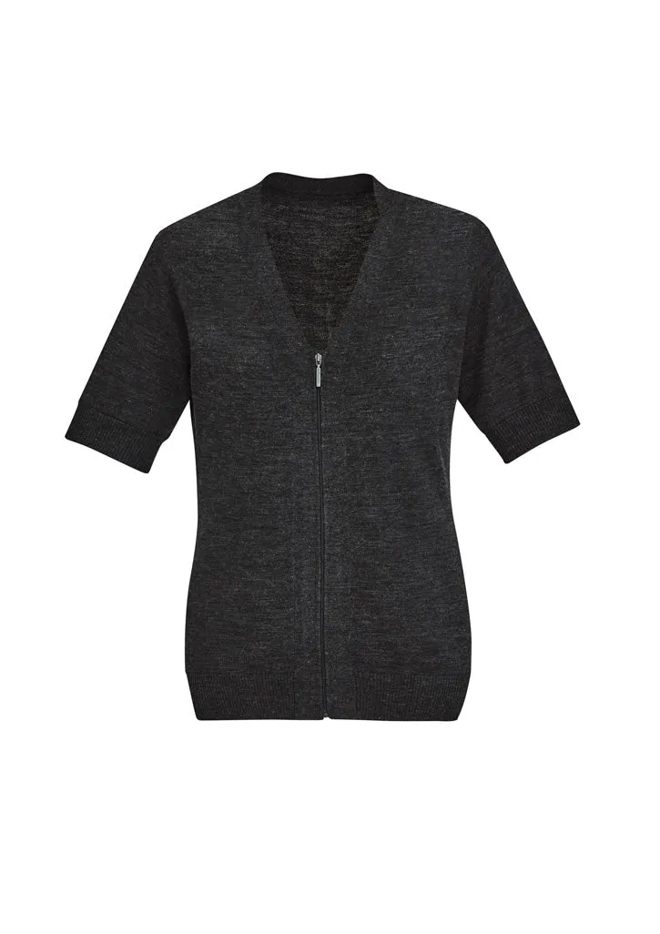 CK962LC - Biz Care - Womens Zip Front Short Sleeve Knit Cardigan