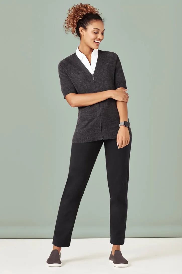 CK962LC - Biz Care - Womens Zip Front Short Sleeve Knit Cardigan