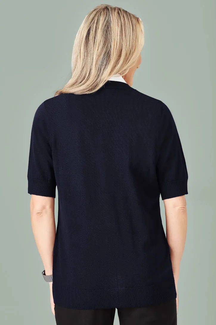 CK962LC - Biz Care - Womens Zip Front Short Sleeve Knit Cardigan