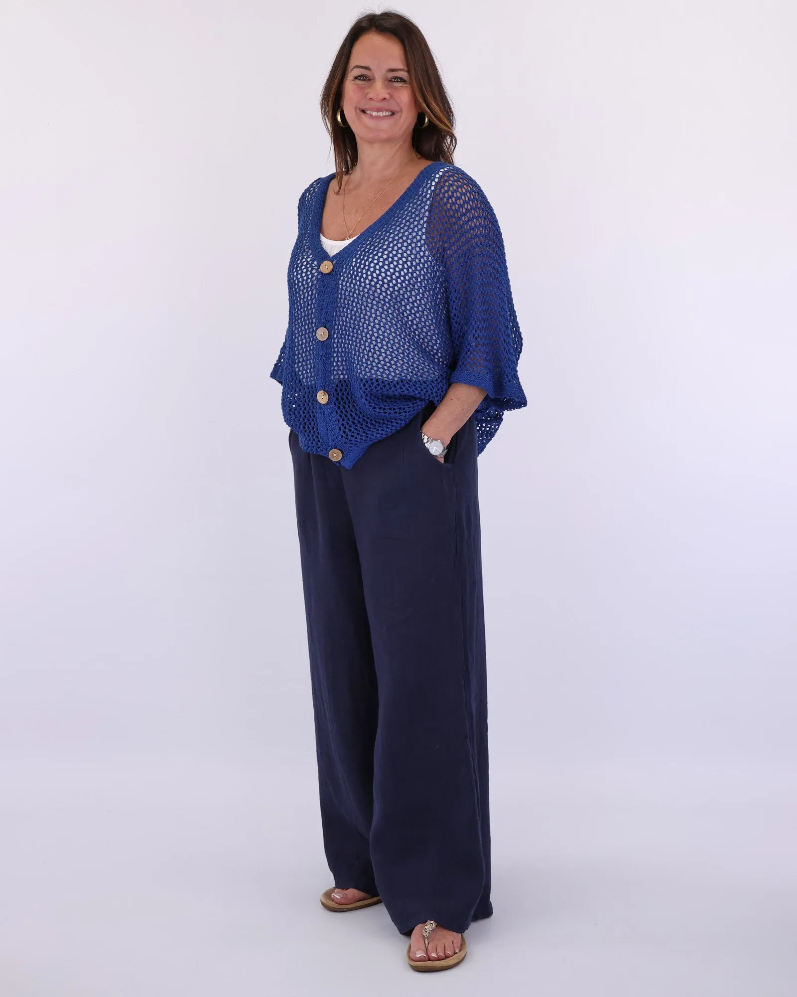 Cotton Blend Open Knit Cardi