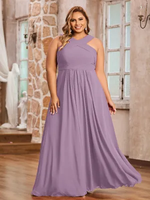 Cross Shoulder Strap Chiffon Dress with Empire Waist Wisteria Plus Size
