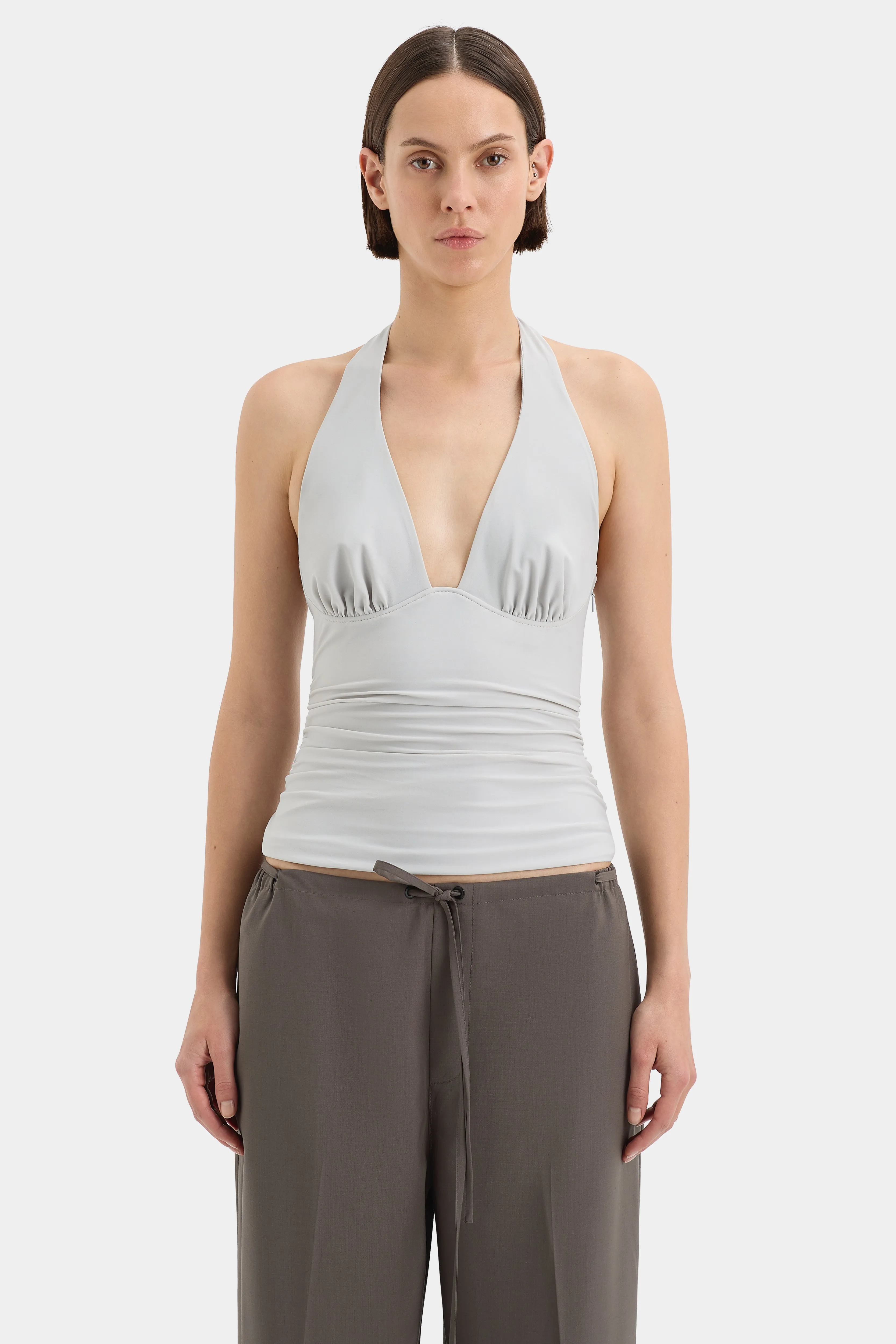 Elm Halter Top, Grey Blue