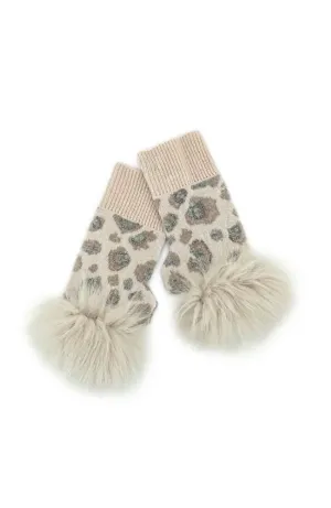 Fingerless Gloves with Fox Trim & Crystals