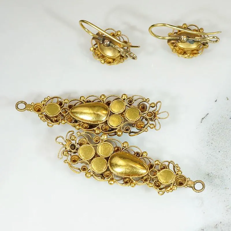 Georgian Topaz & Pearl 18k Cannetille Day to Night Earrings