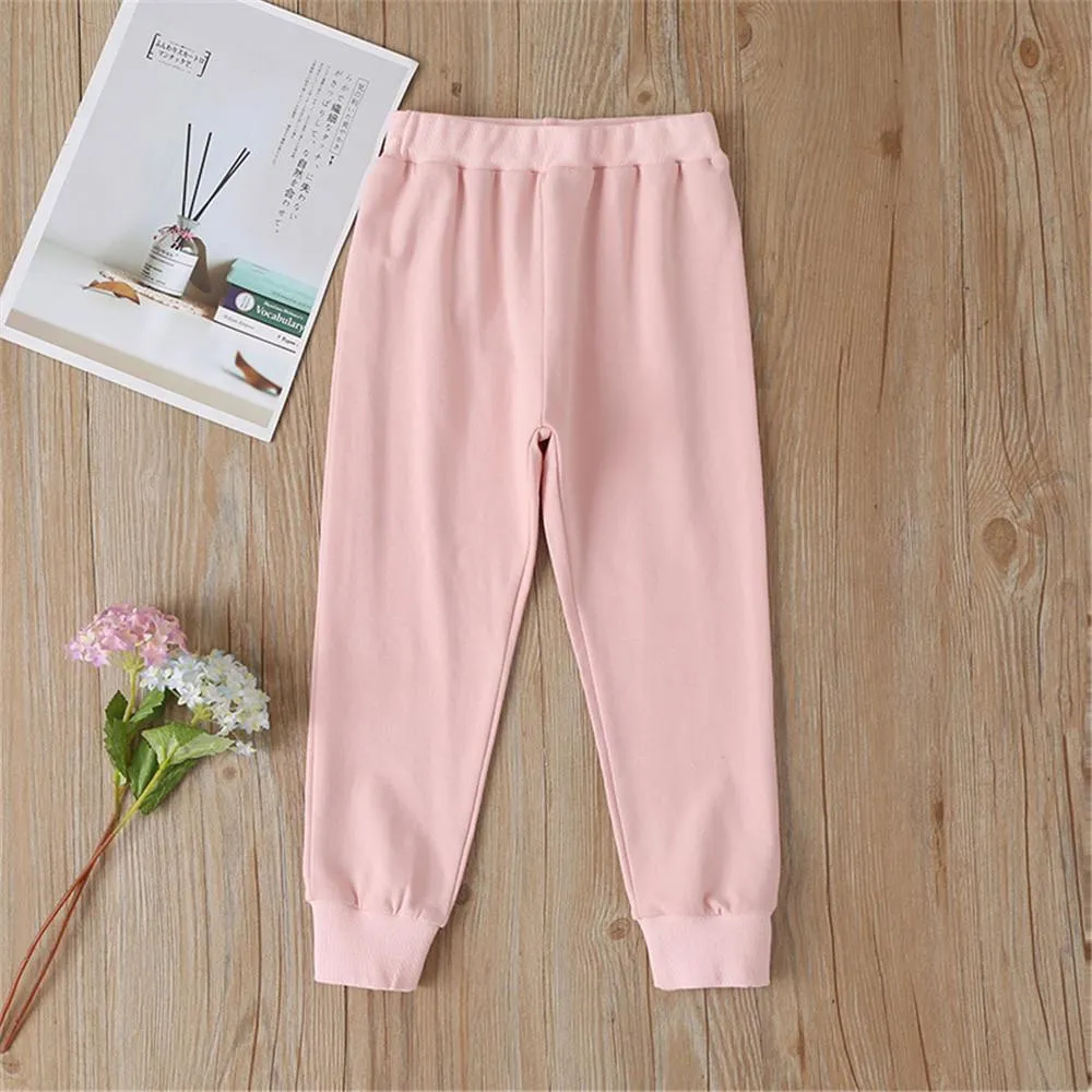 Girls Lace Solid Long-sleeve Casual Top & Pants