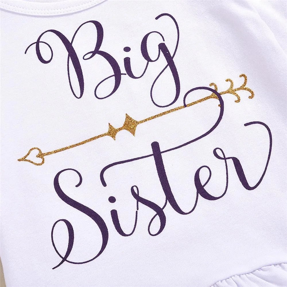 Girls Letter Printed Top & Floral Pants & Headband Wholesale Girls
