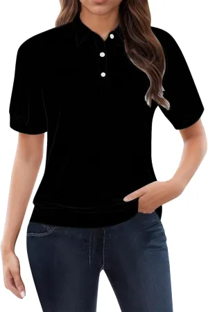 GOKKILRW Womens Polo Shirts 2025 Casual Golf Sports T-Shirts Short Sleeve Lapel Collar V-Neck Summer Tops Work Dressy Blouses