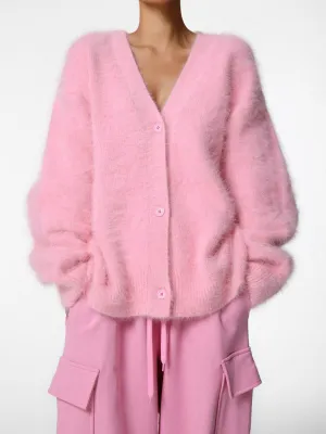 HelenaWomen's Lazy Loose Long-sleeved V-neck Sweater Knitted Cardigan