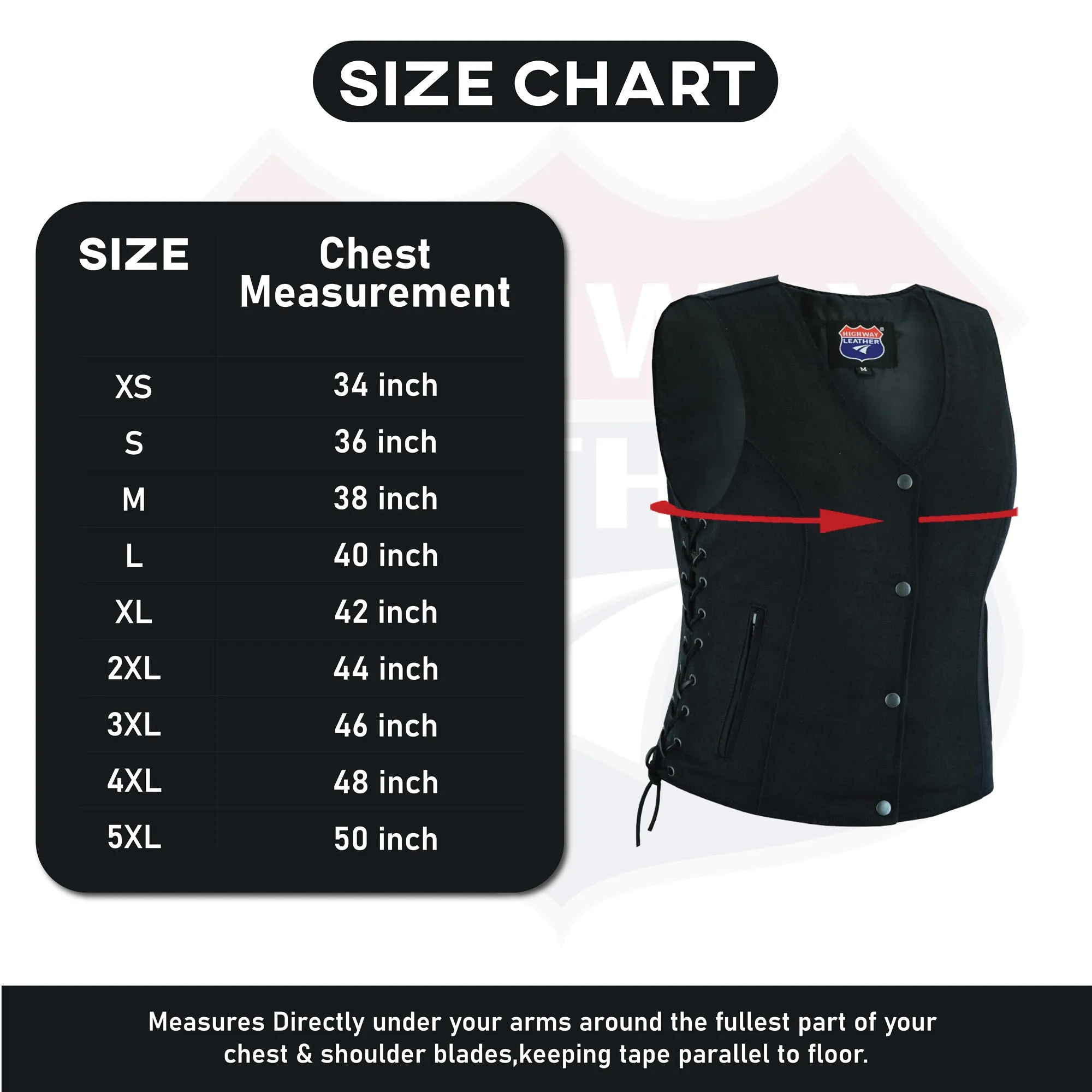 HL21851 Womens Denim Motorcycle Side Lace Club Vest with 2 Inside Ammo Pocket