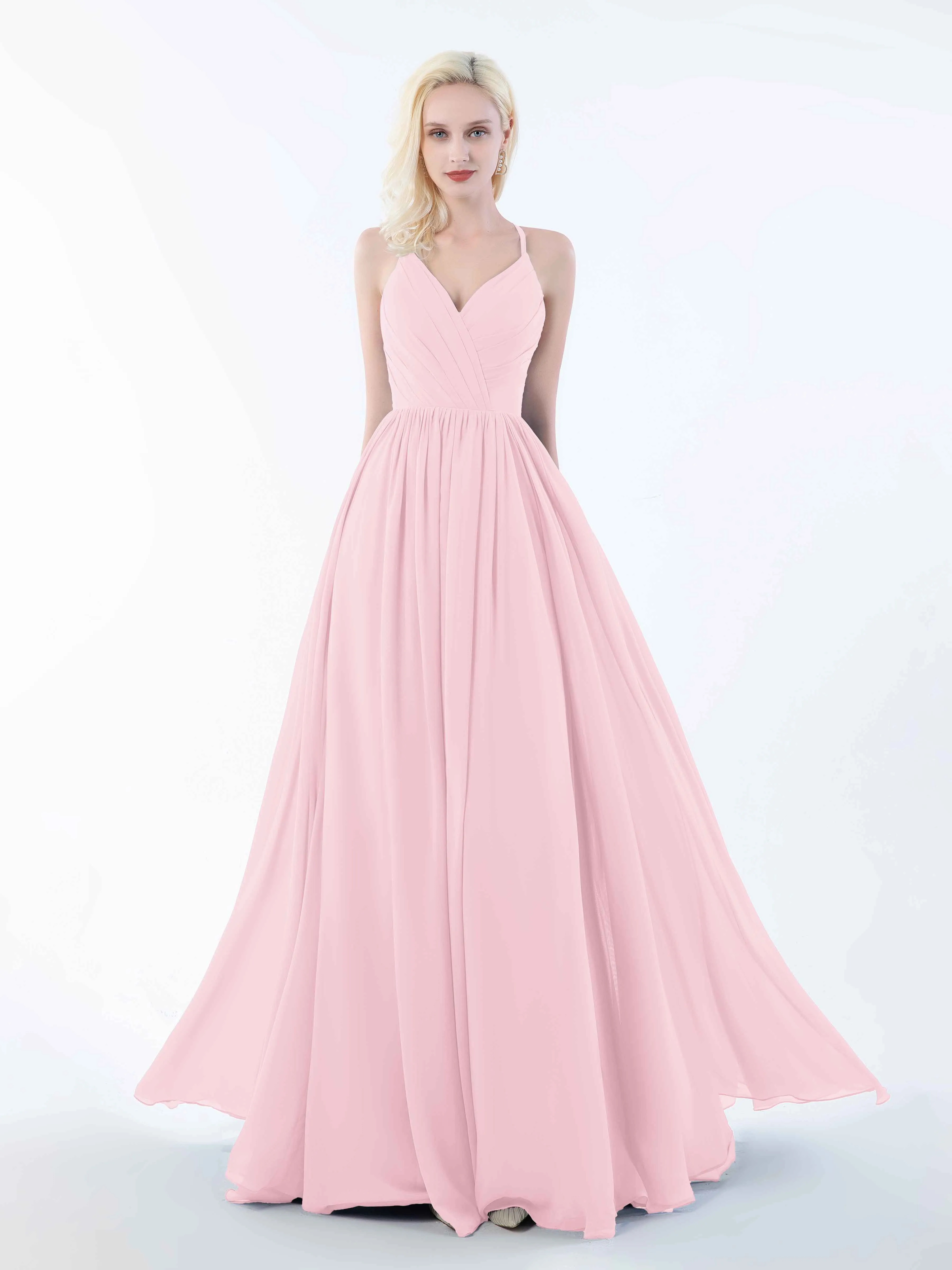 June Chic Spaghetti Straps Keyhole Chiffon Bridesmaid Dresses