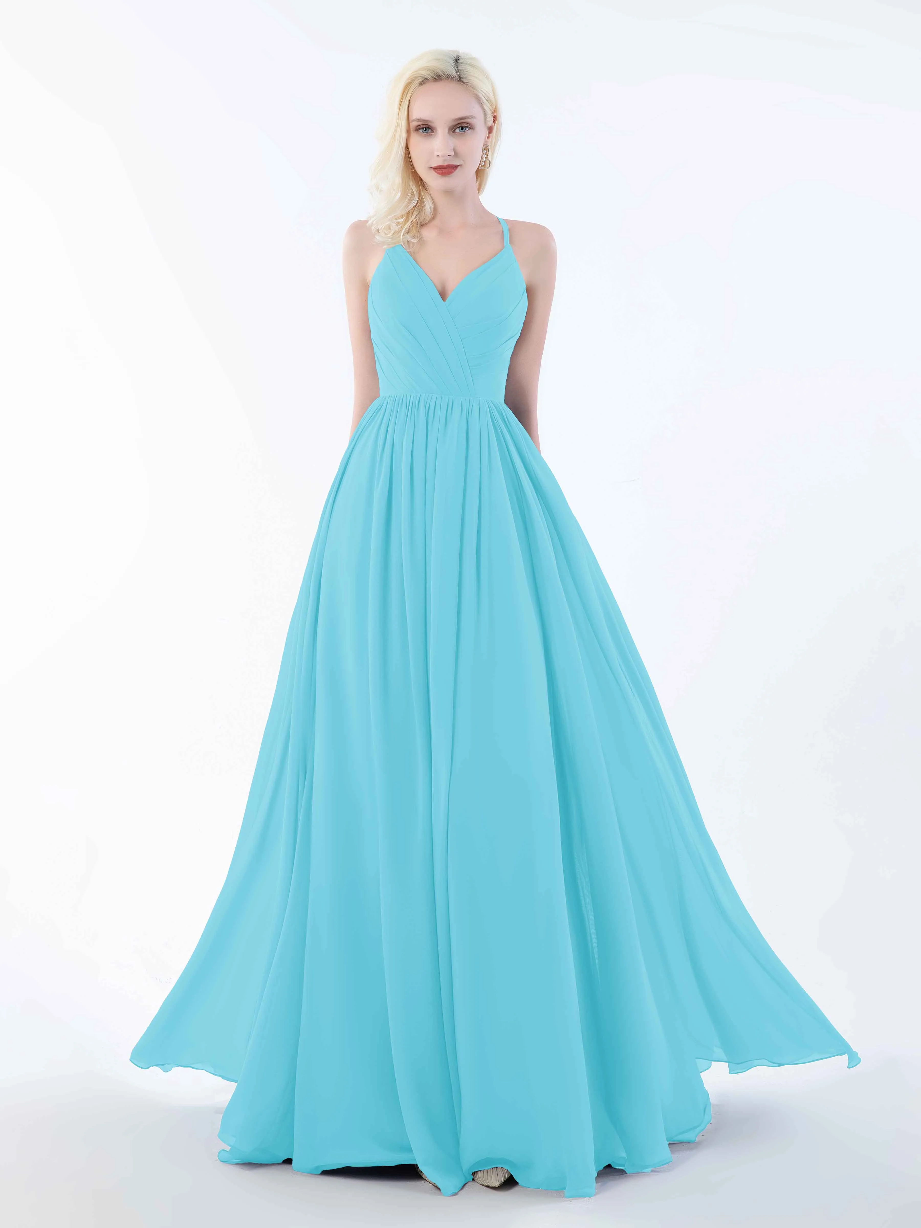 June Chic Spaghetti Straps Keyhole Chiffon Bridesmaid Dresses