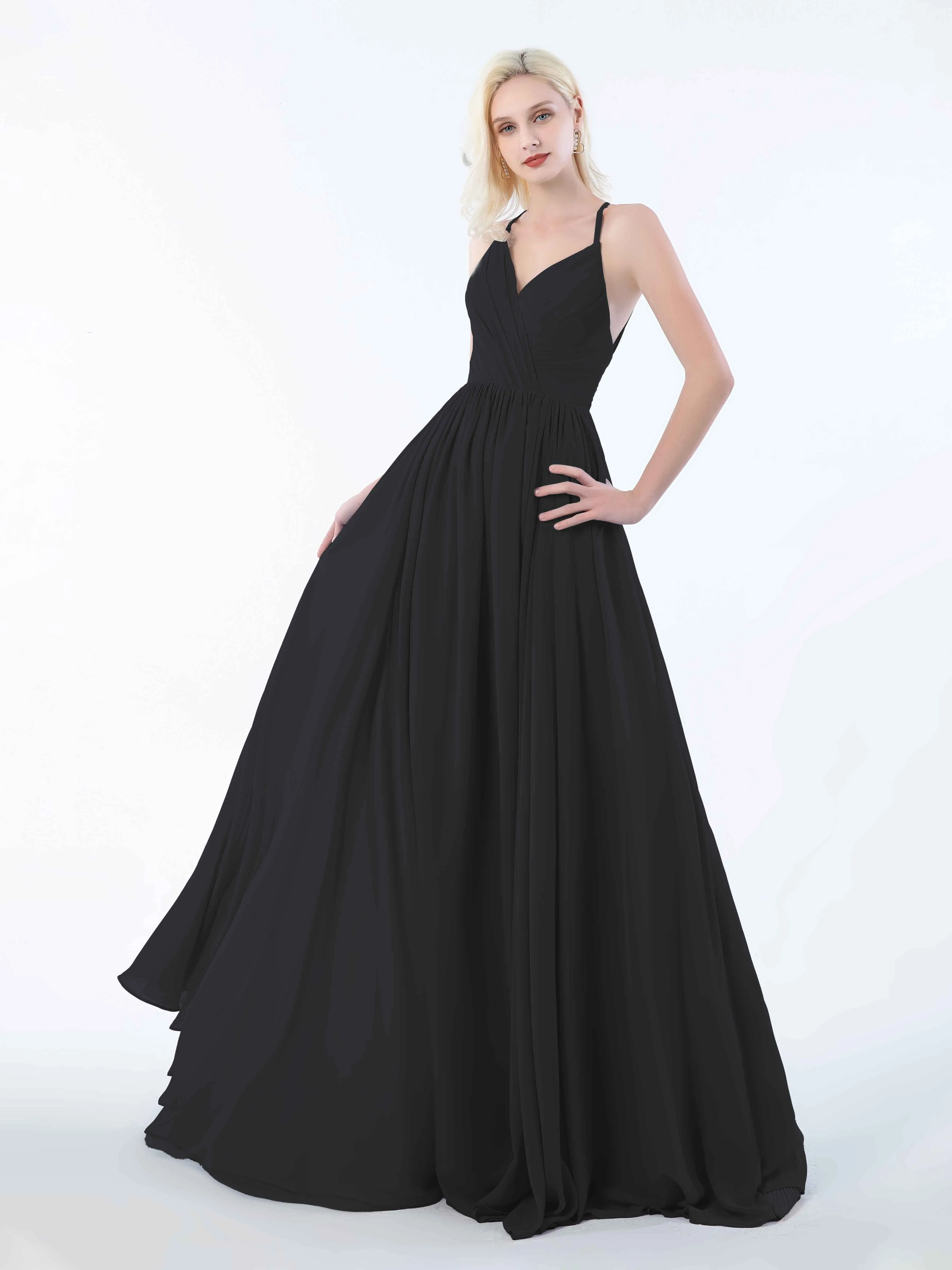 June Chic Spaghetti Straps Keyhole Chiffon Bridesmaid Dresses