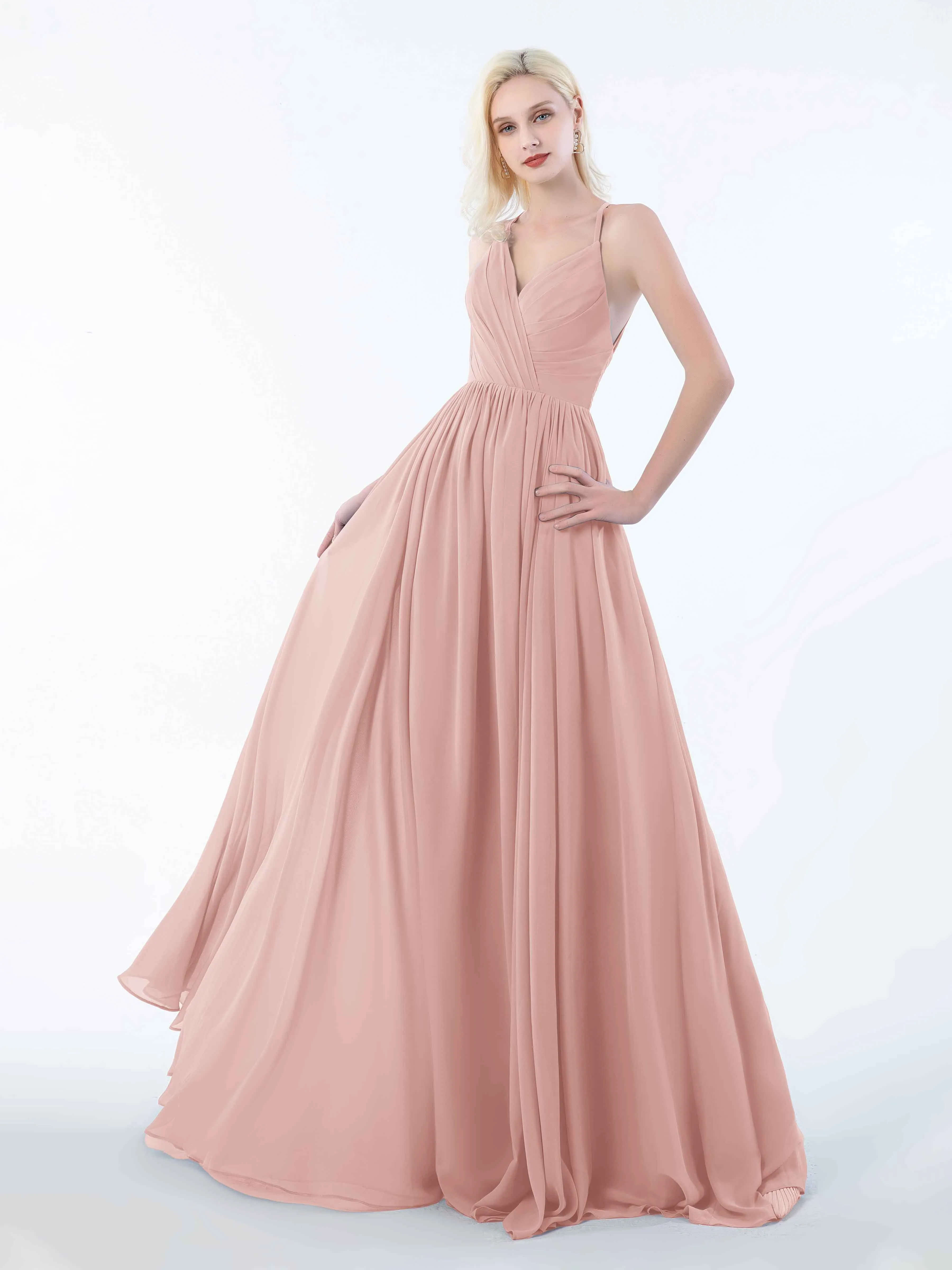 June Chic Spaghetti Straps Keyhole Chiffon Bridesmaid Dresses