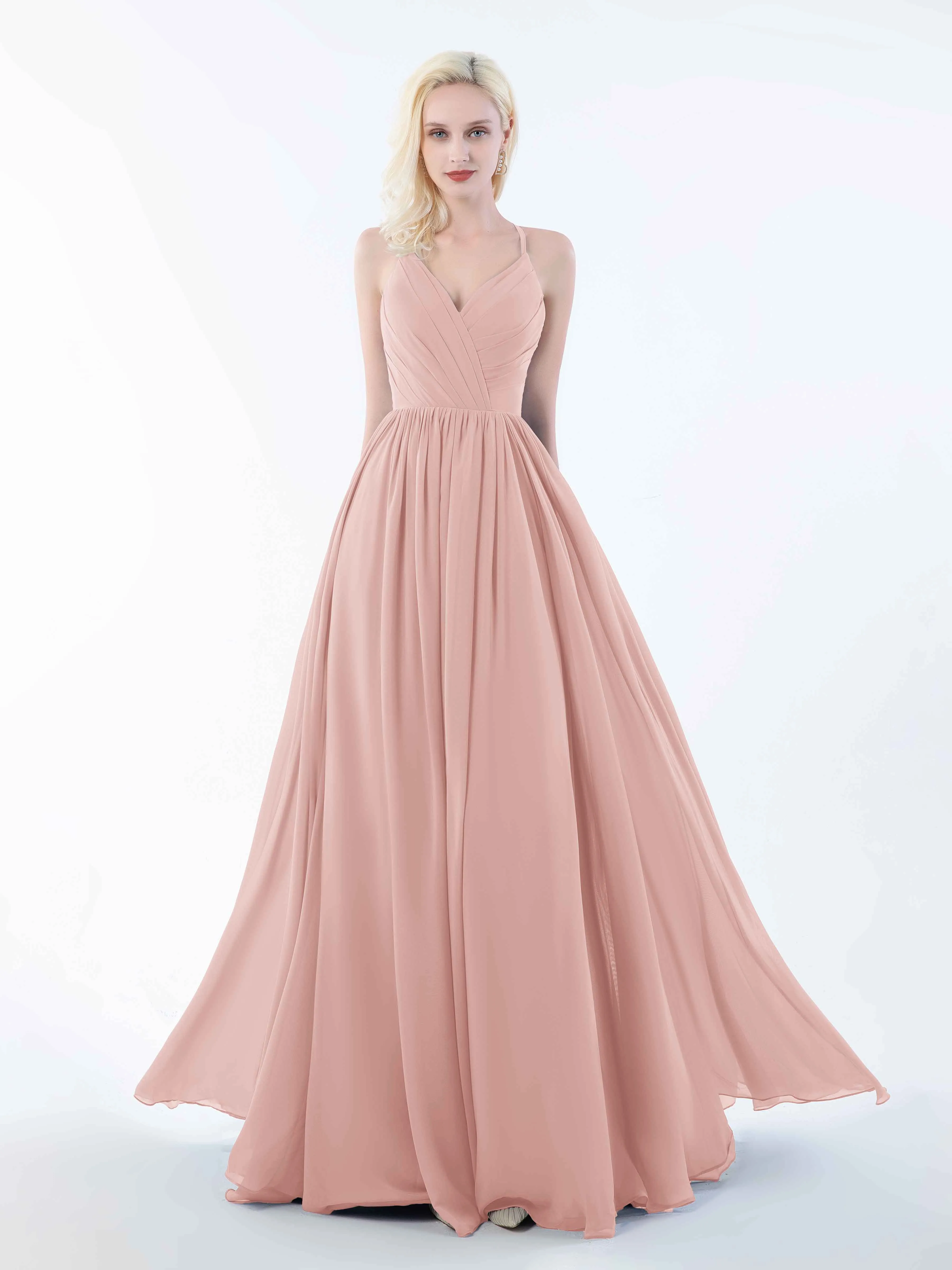 June Chic Spaghetti Straps Keyhole Chiffon Bridesmaid Dresses
