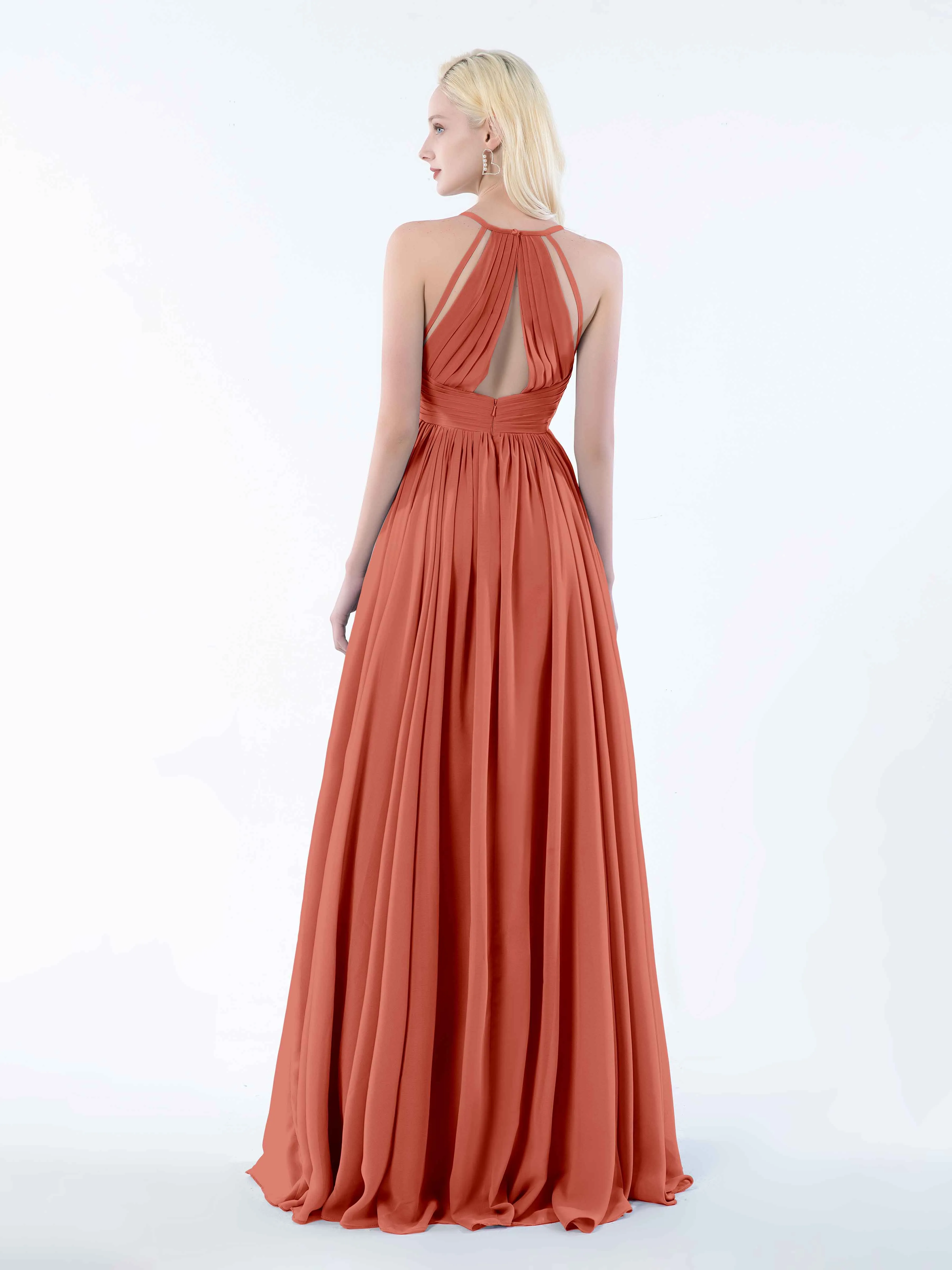 June Chic Spaghetti Straps Keyhole Chiffon Bridesmaid Dresses
