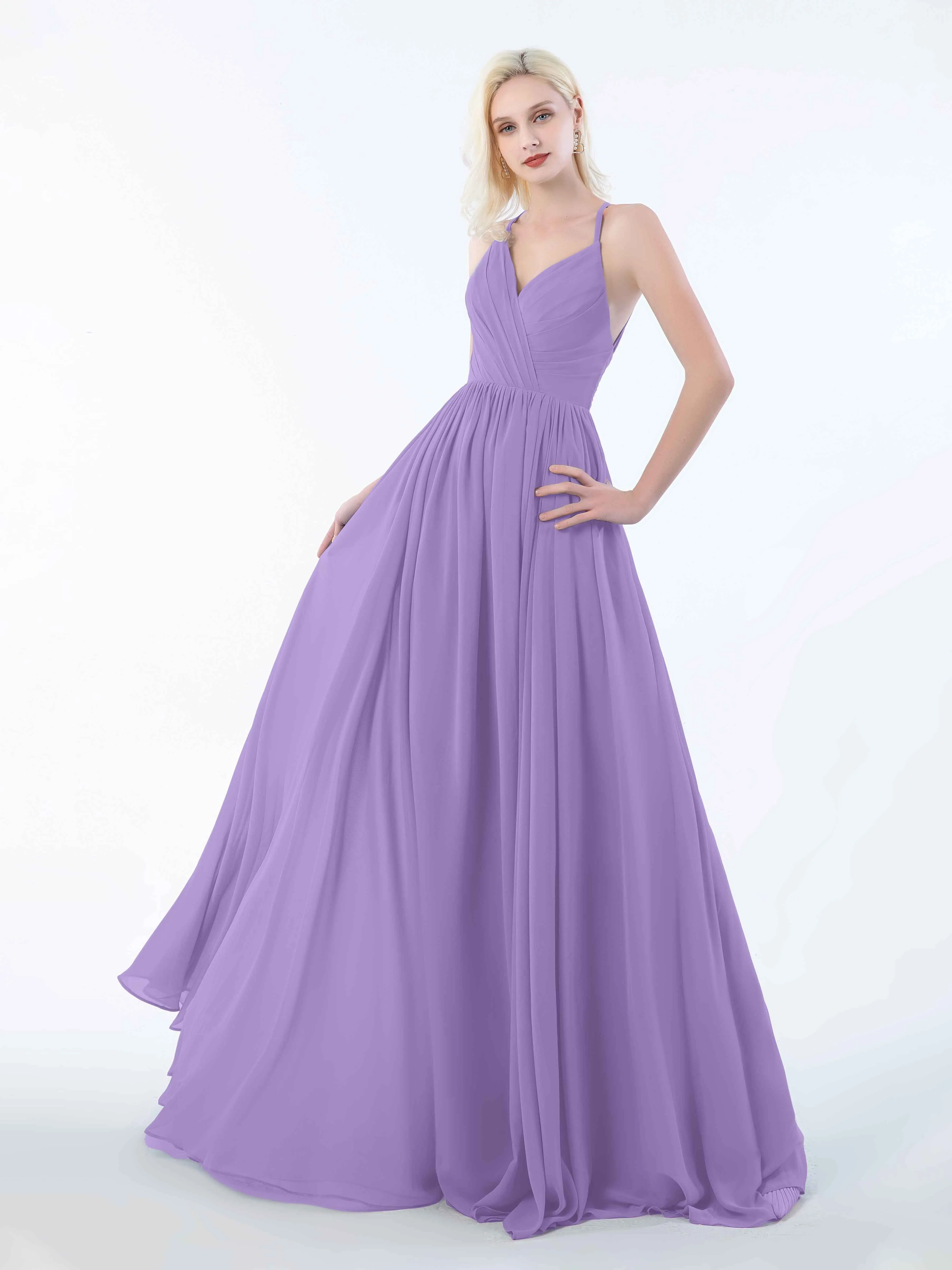 June Chic Spaghetti Straps Keyhole Chiffon Bridesmaid Dresses