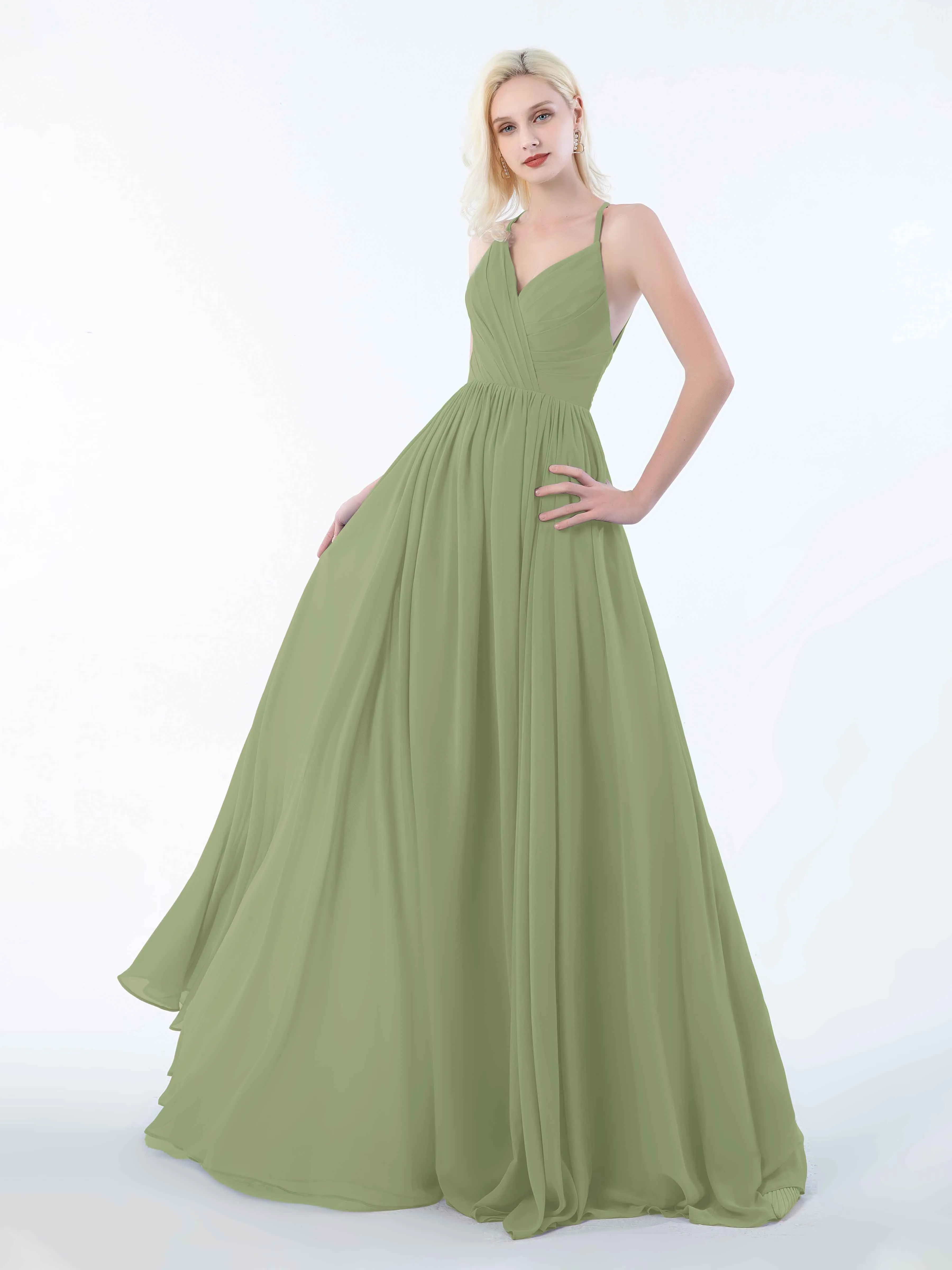 June Chic Spaghetti Straps Keyhole Chiffon Bridesmaid Dresses