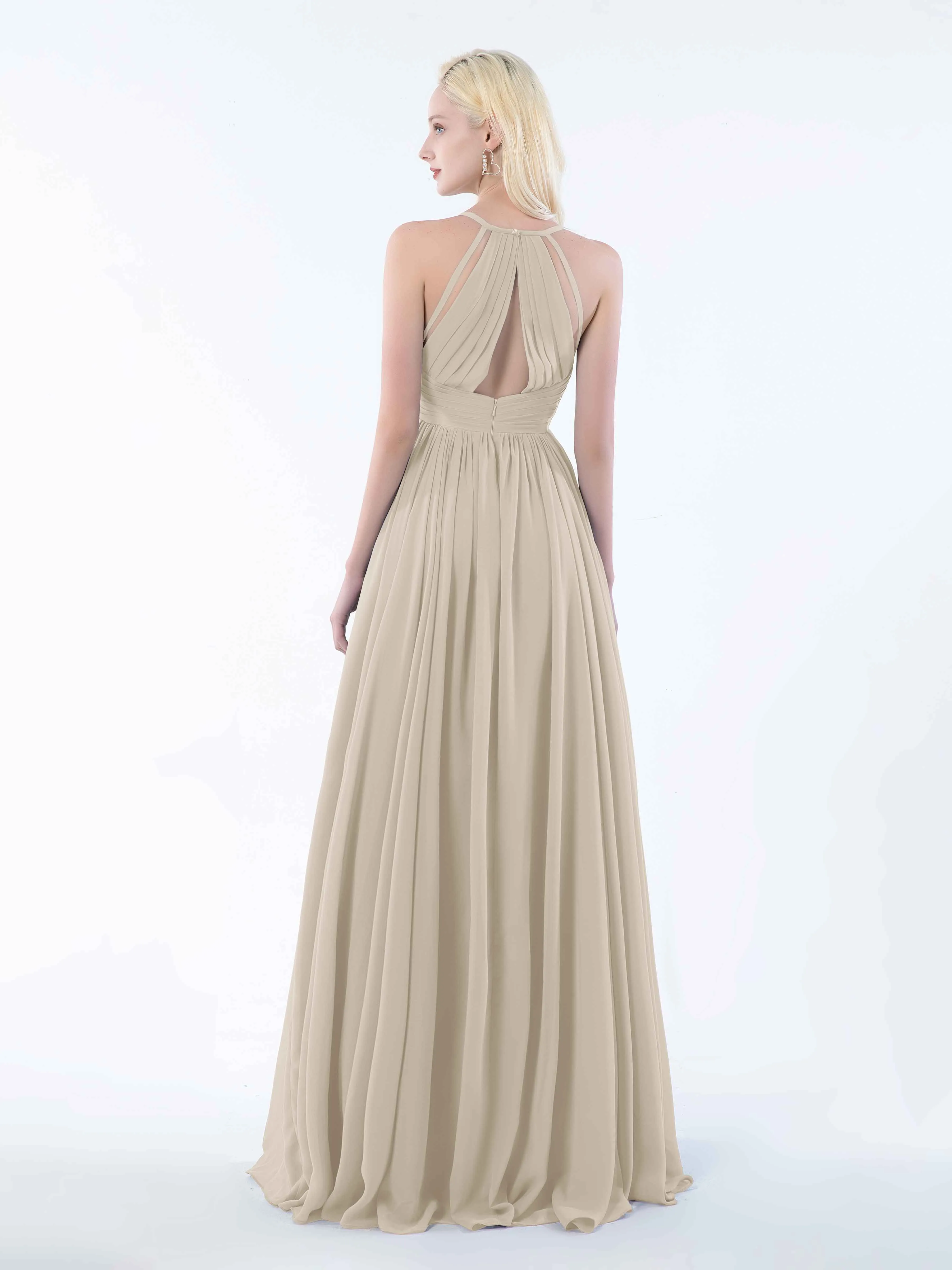 June Chic Spaghetti Straps Keyhole Chiffon Bridesmaid Dresses