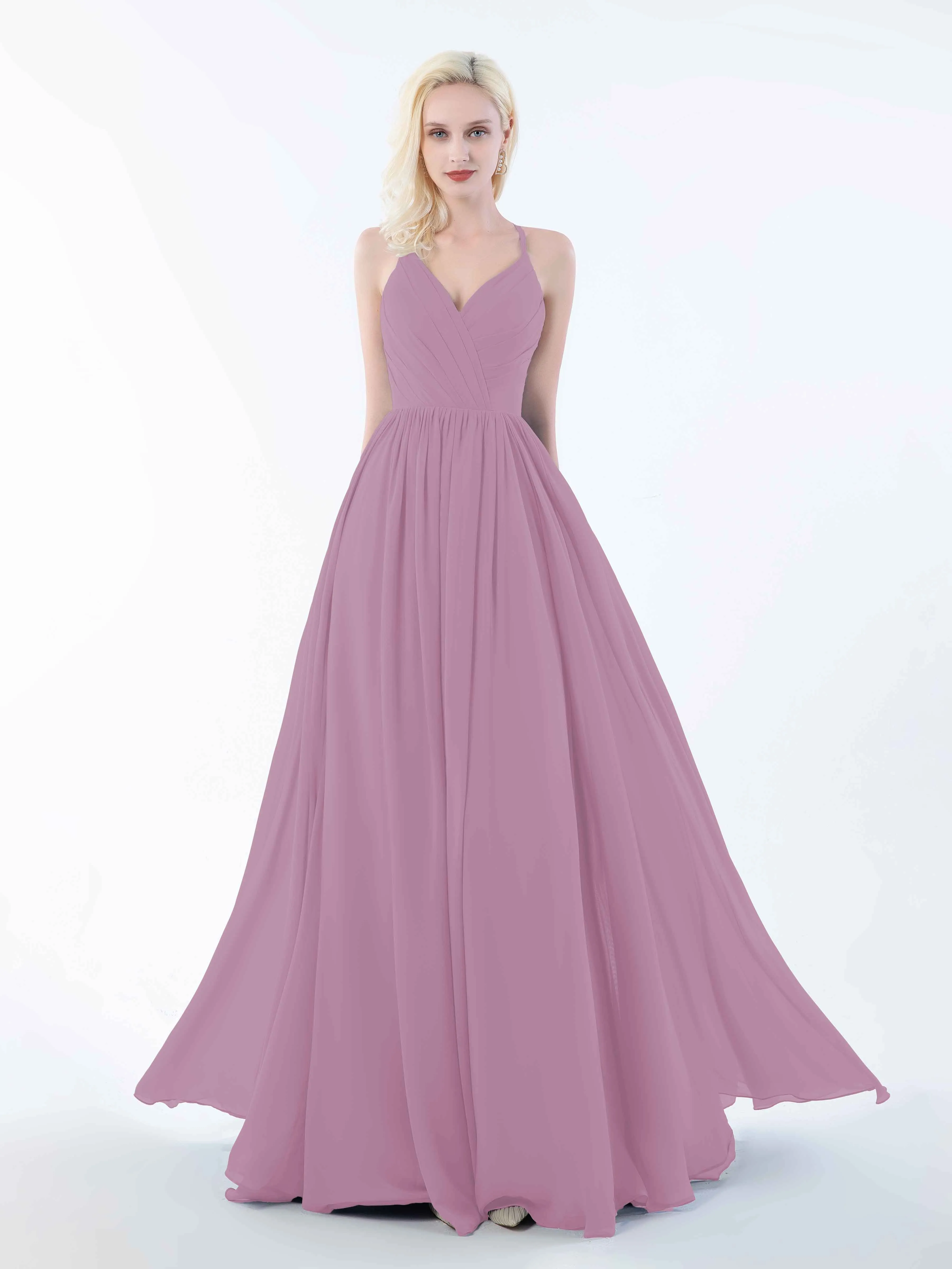 June Chic Spaghetti Straps Keyhole Chiffon Bridesmaid Dresses