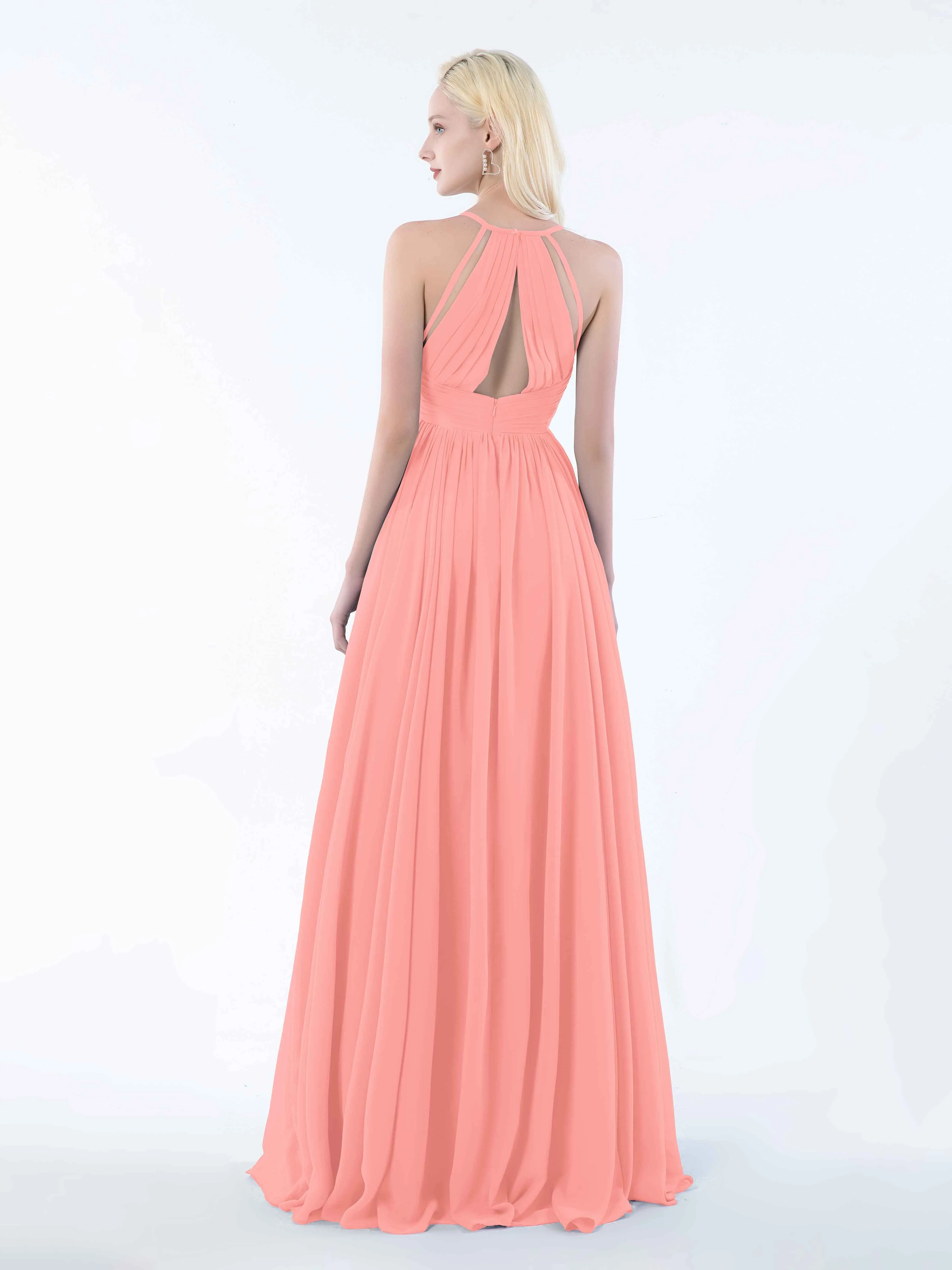June Chic Spaghetti Straps Keyhole Chiffon Bridesmaid Dresses
