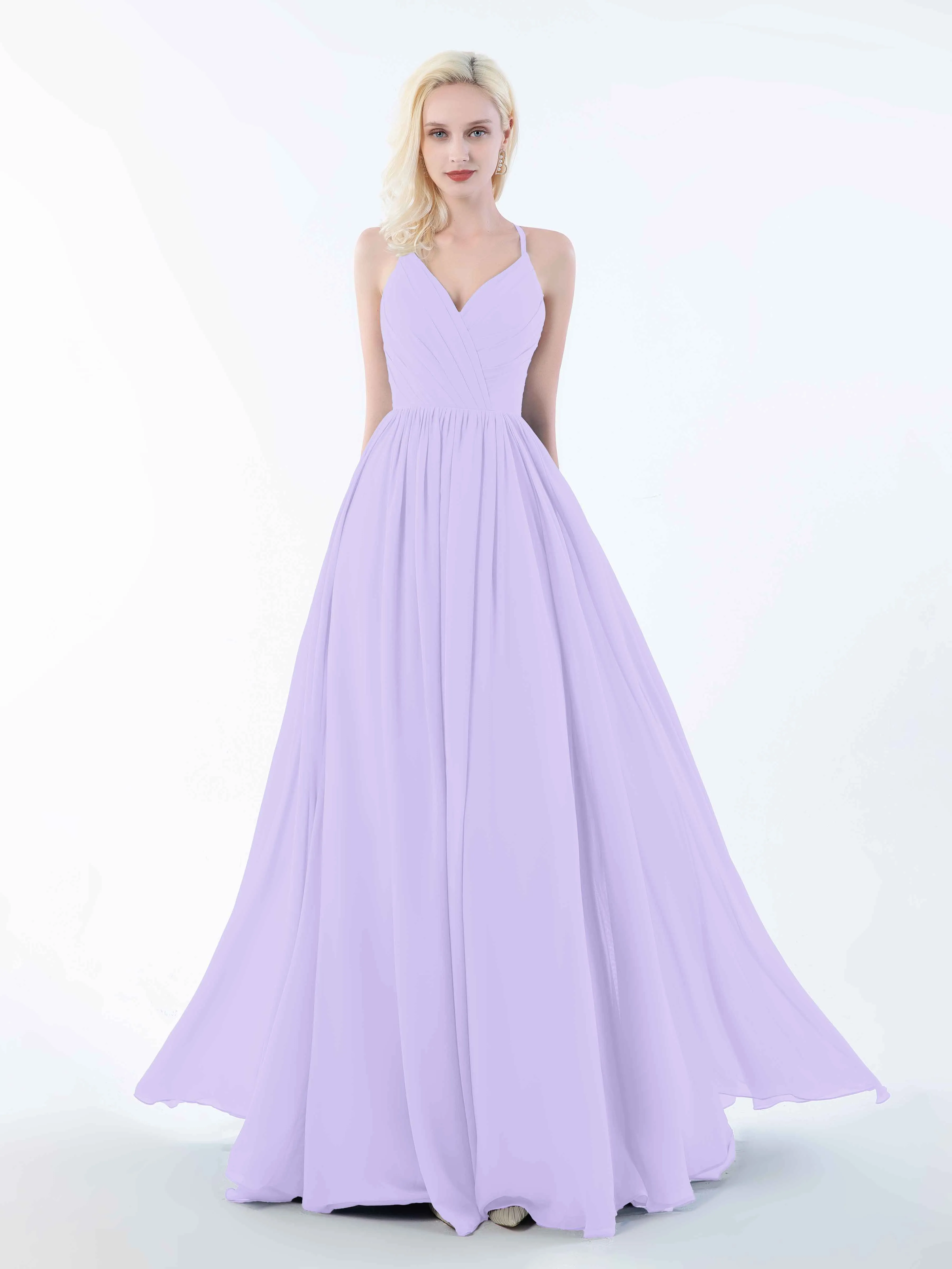 June Chic Spaghetti Straps Keyhole Chiffon Bridesmaid Dresses