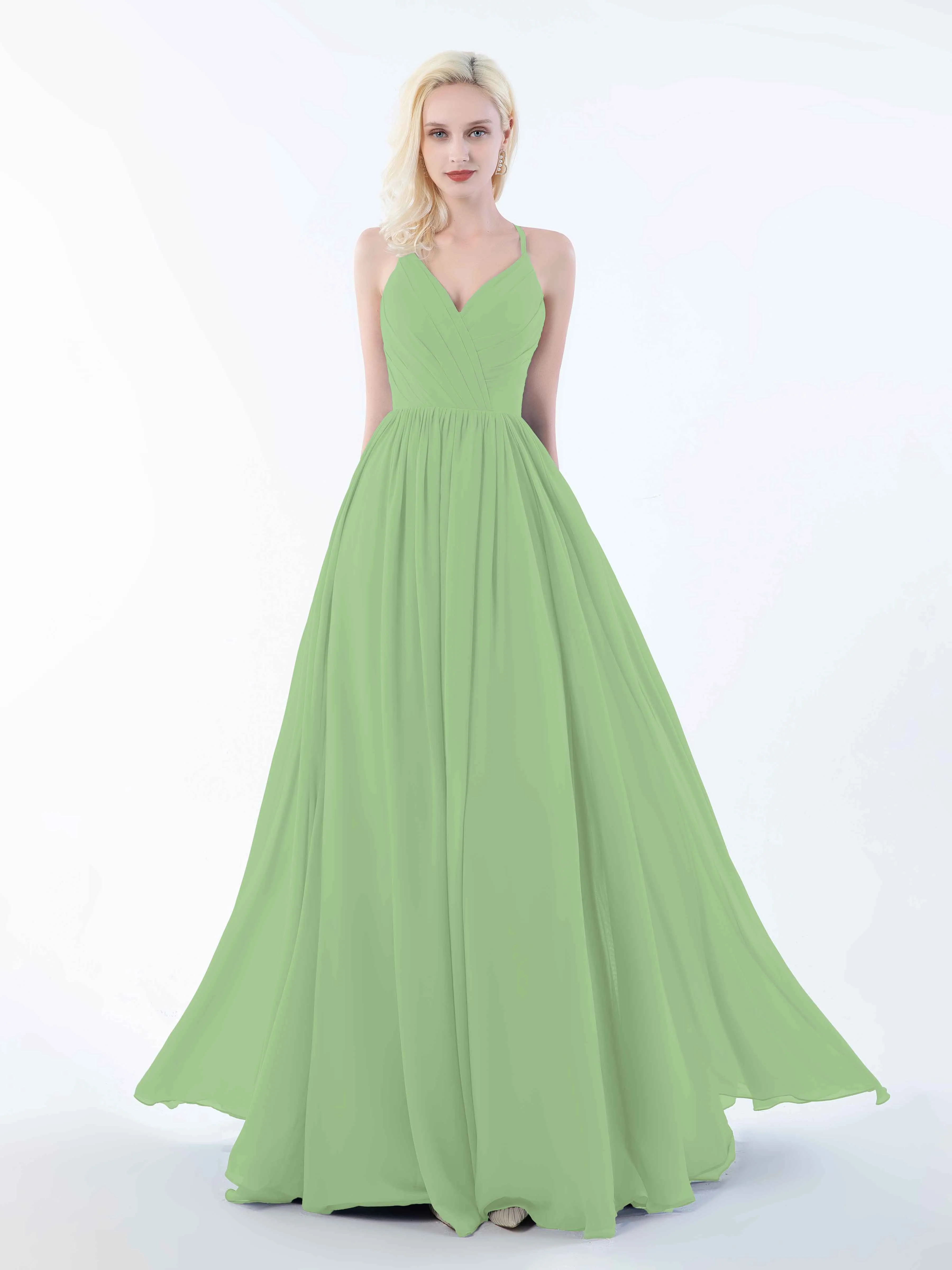 June Chic Spaghetti Straps Keyhole Chiffon Bridesmaid Dresses