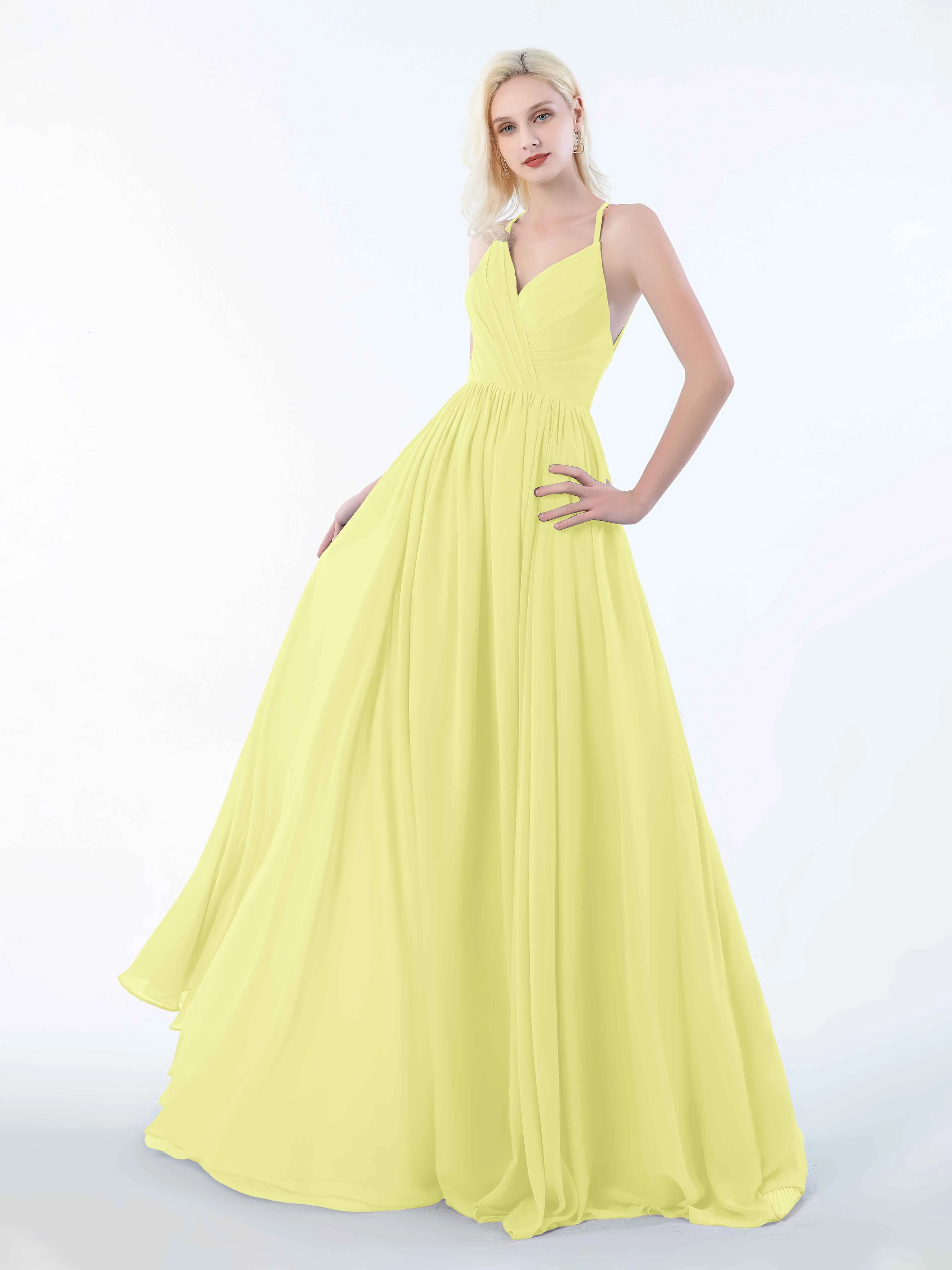June Chic Spaghetti Straps Keyhole Chiffon Bridesmaid Dresses