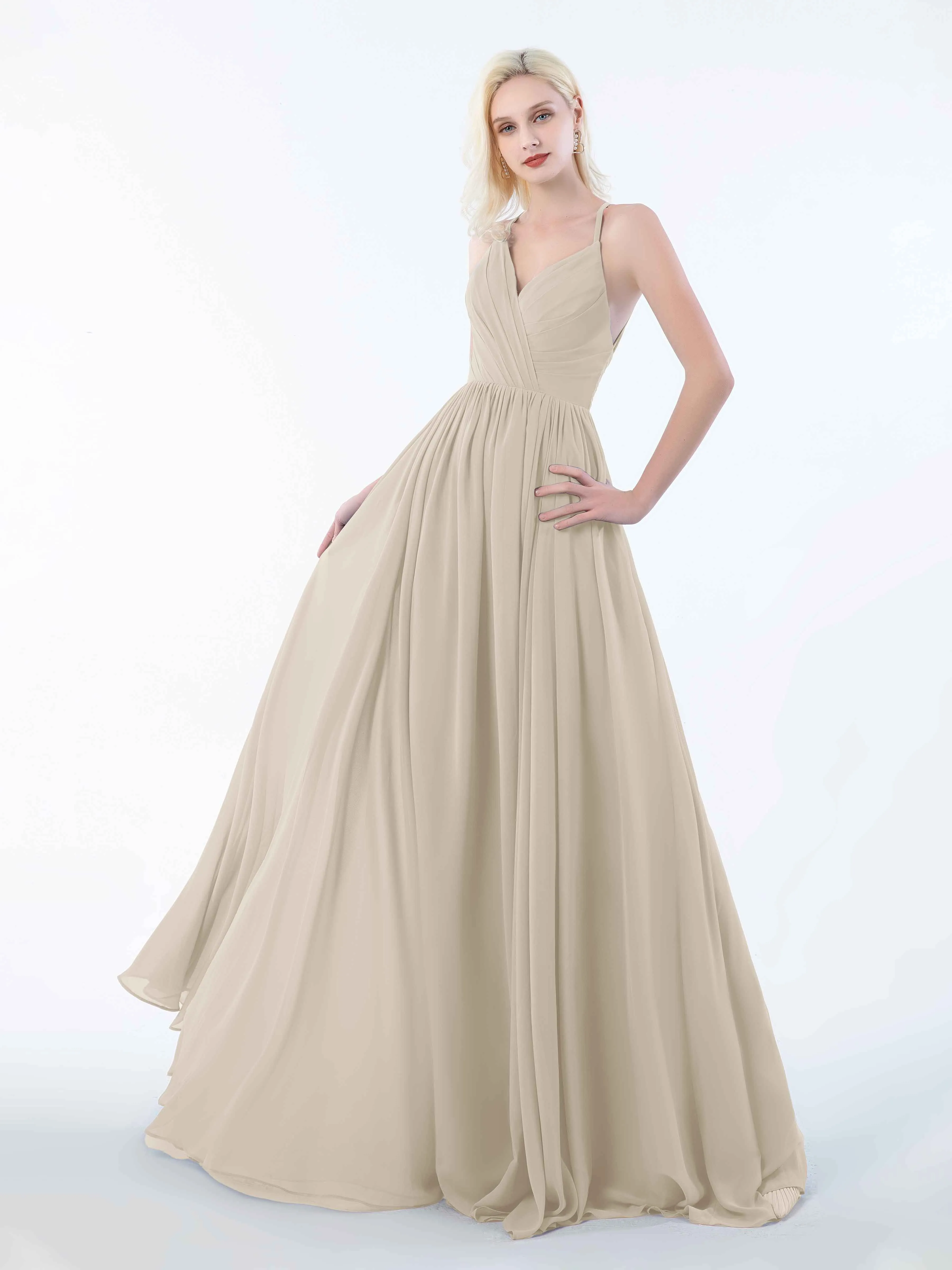 June Chic Spaghetti Straps Keyhole Chiffon Bridesmaid Dresses