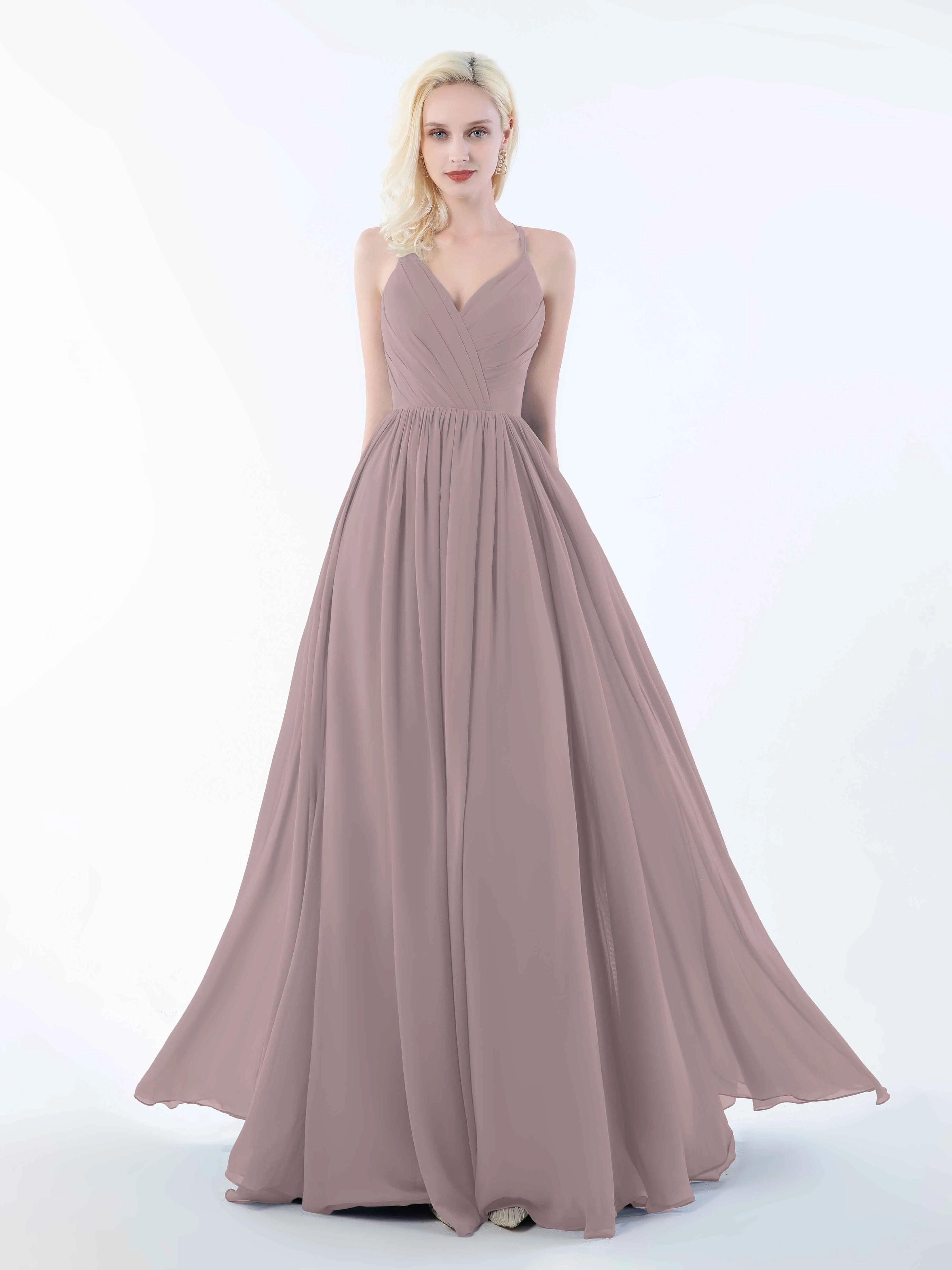 June Chic Spaghetti Straps Keyhole Chiffon Bridesmaid Dresses