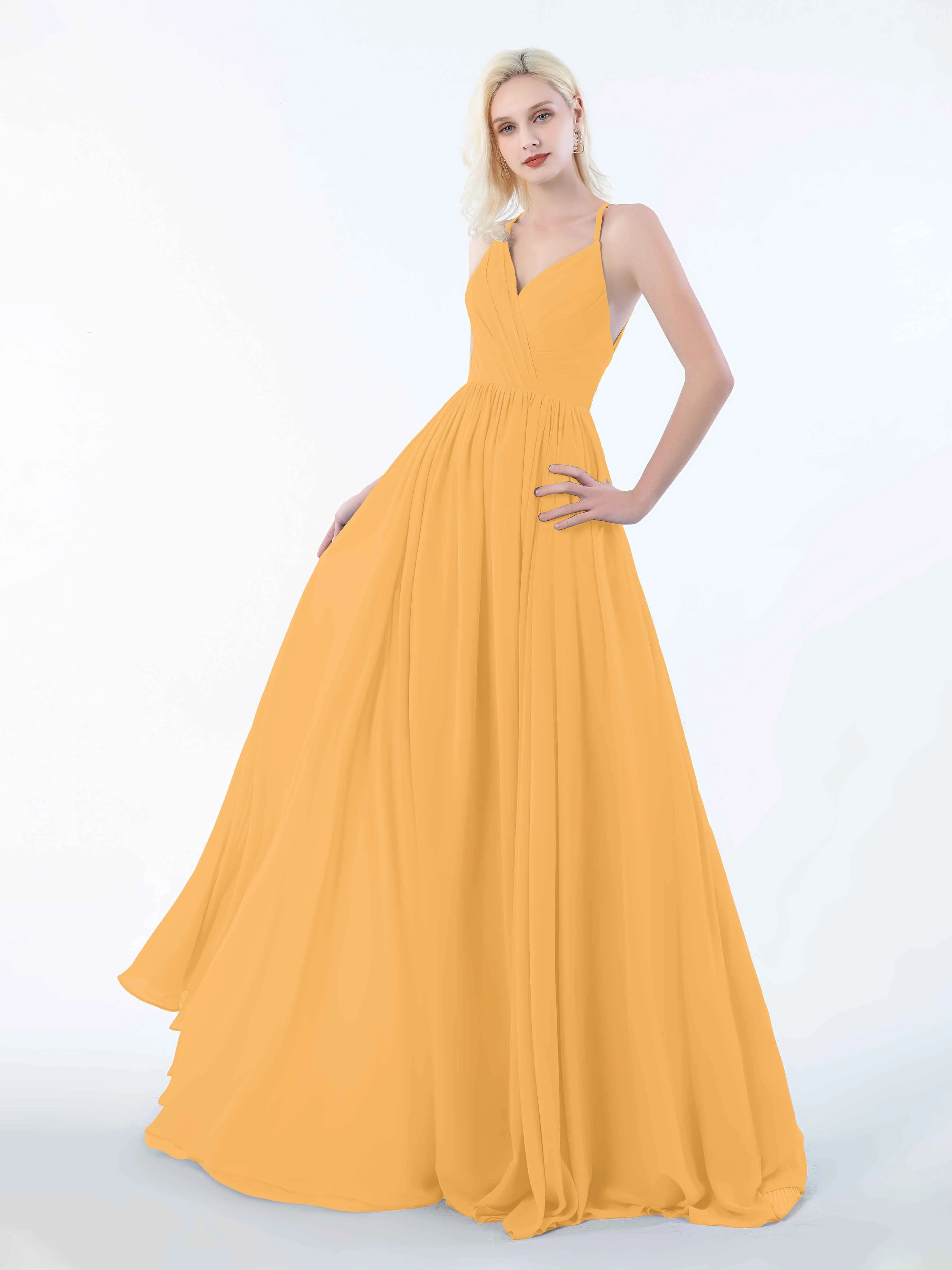 June Chic Spaghetti Straps Keyhole Chiffon Bridesmaid Dresses