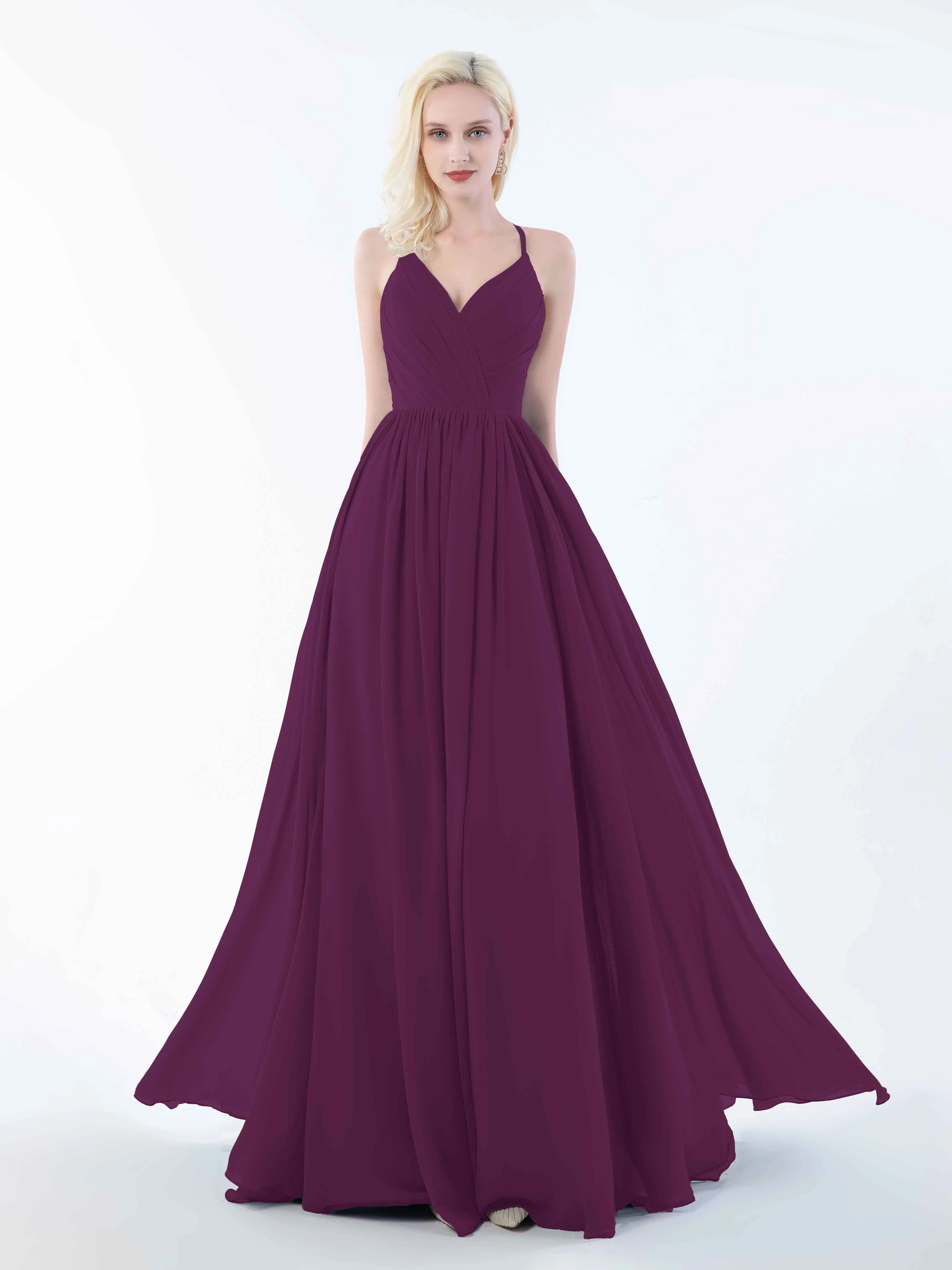 June Chic Spaghetti Straps Keyhole Chiffon Bridesmaid Dresses