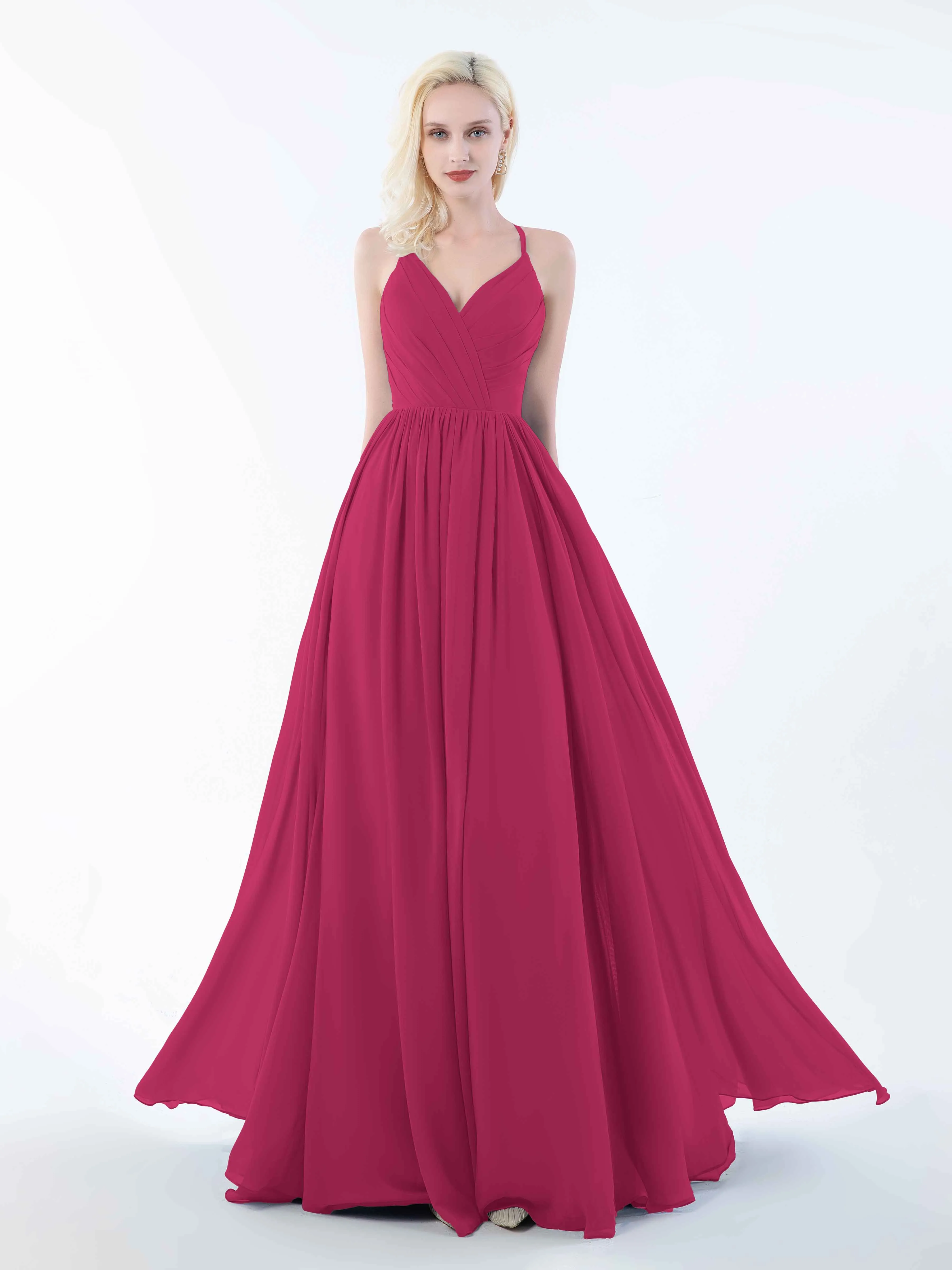 June Chic Spaghetti Straps Keyhole Chiffon Bridesmaid Dresses