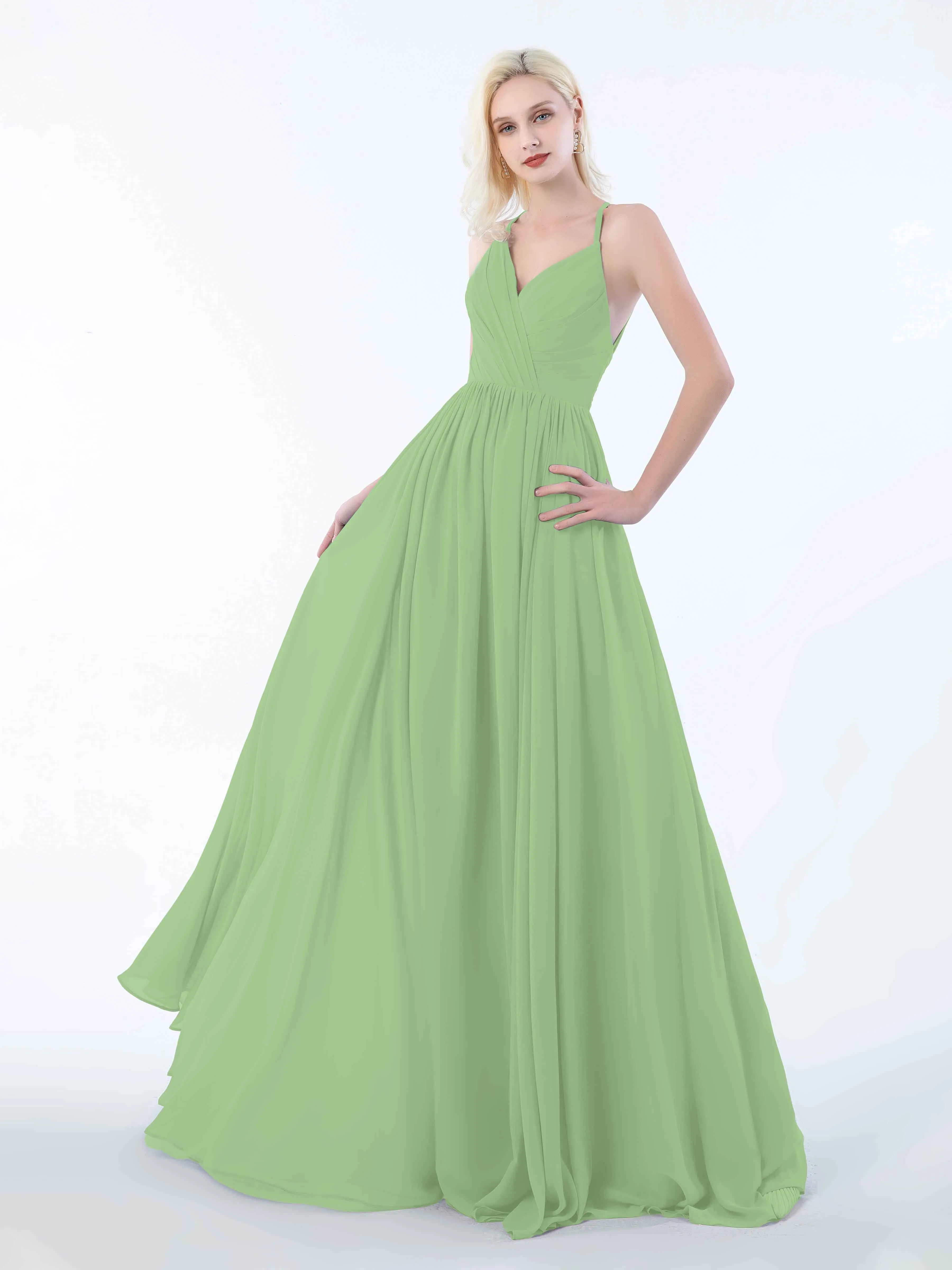 June Chic Spaghetti Straps Keyhole Chiffon Bridesmaid Dresses