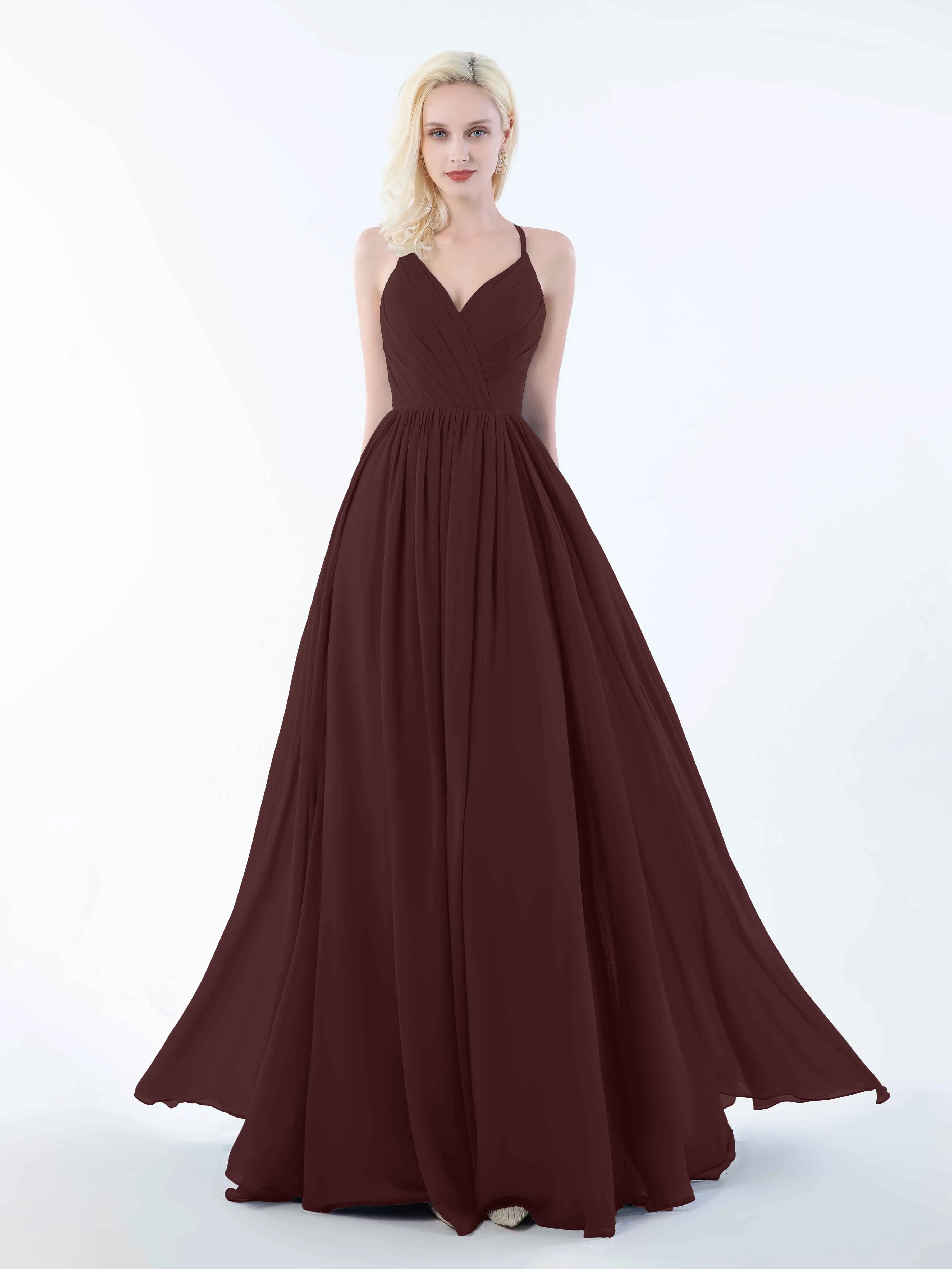 June Chic Spaghetti Straps Keyhole Chiffon Bridesmaid Dresses